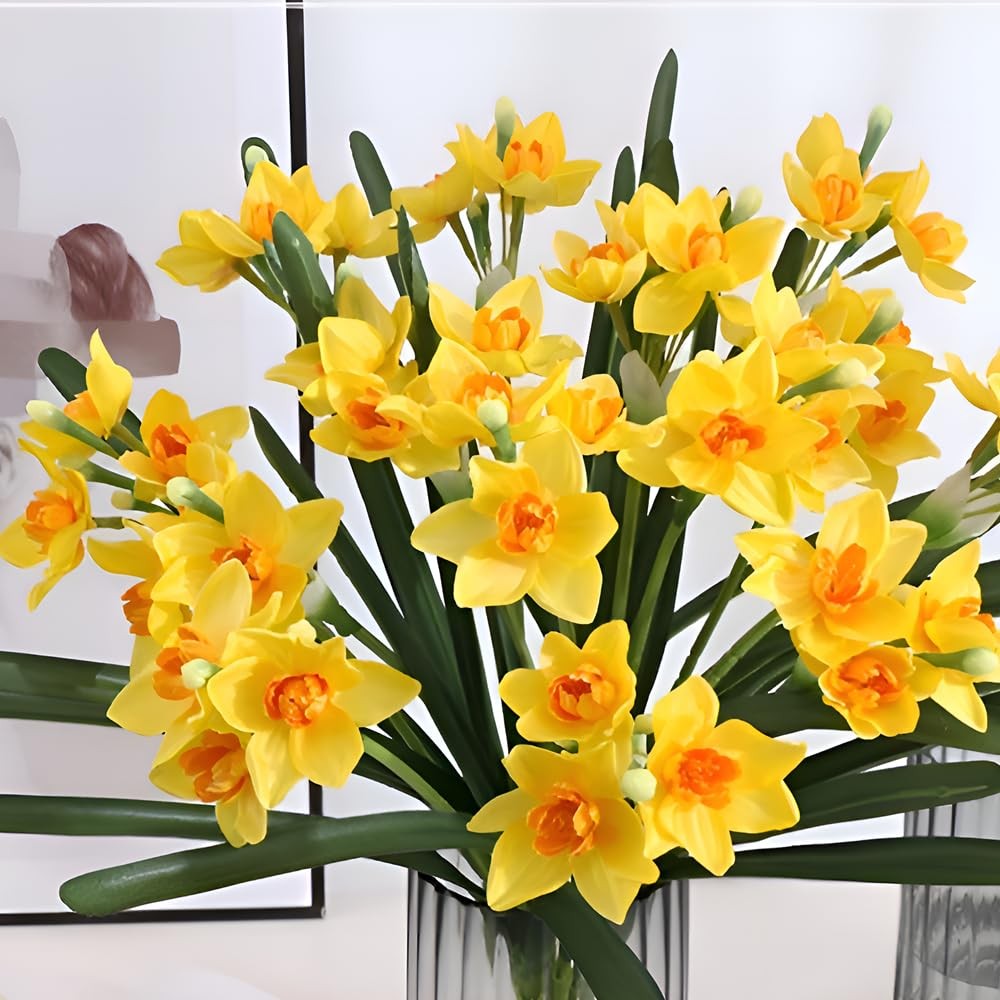 Artificial Flowers for Vase 10 Pcs, 20 Inch Fake Mums with Long Stems