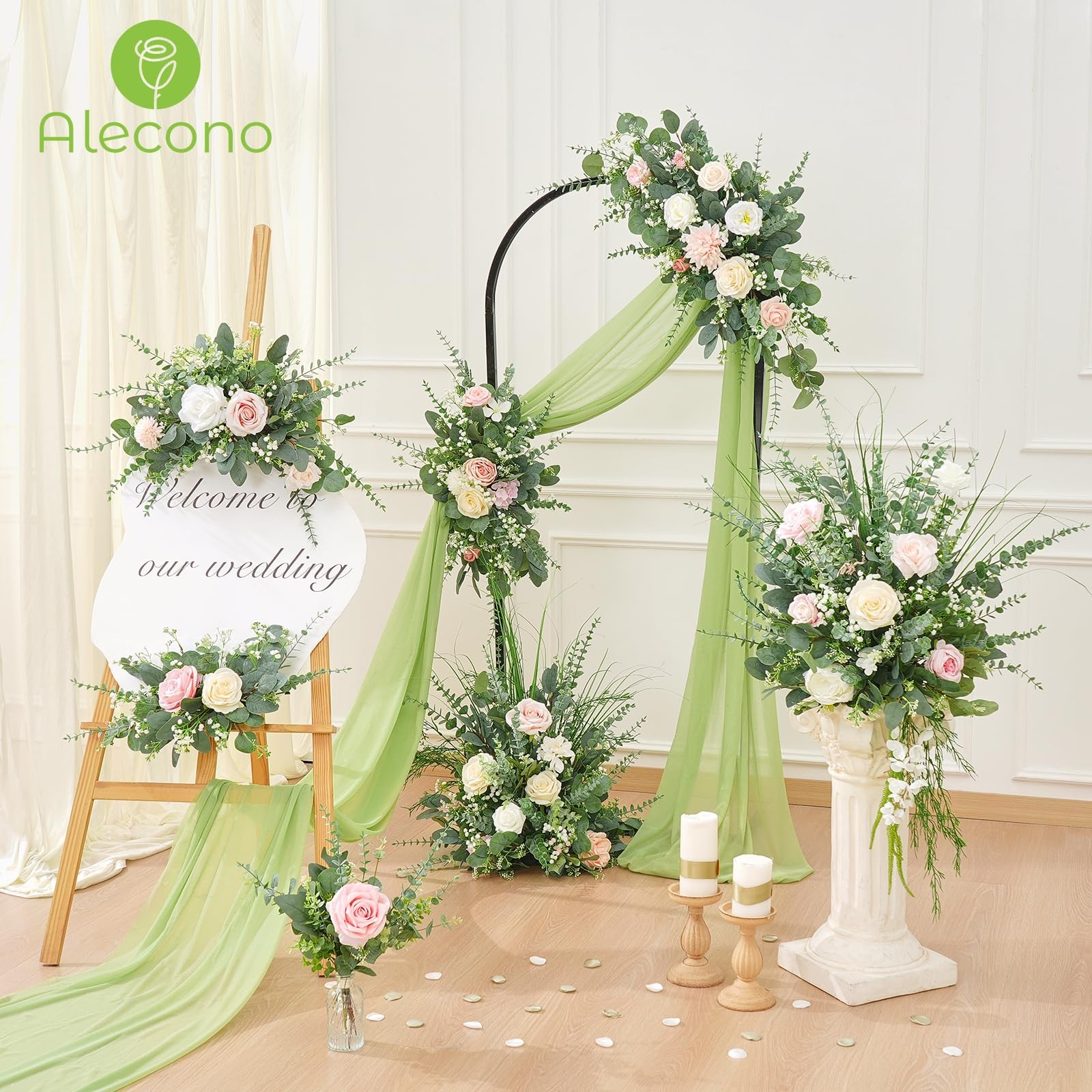 5 Kinds Mixed Artificial Greenery Eucalyptus Stems Bulk, Babys Breath Artific…