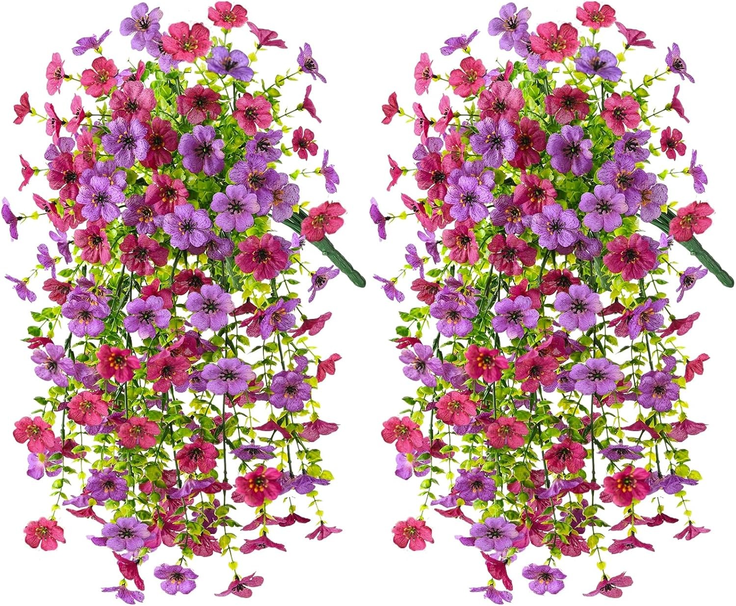 2Pcs Artificial Fake Hanging Flowers for Outdoors UV Resistant Artificial Plants