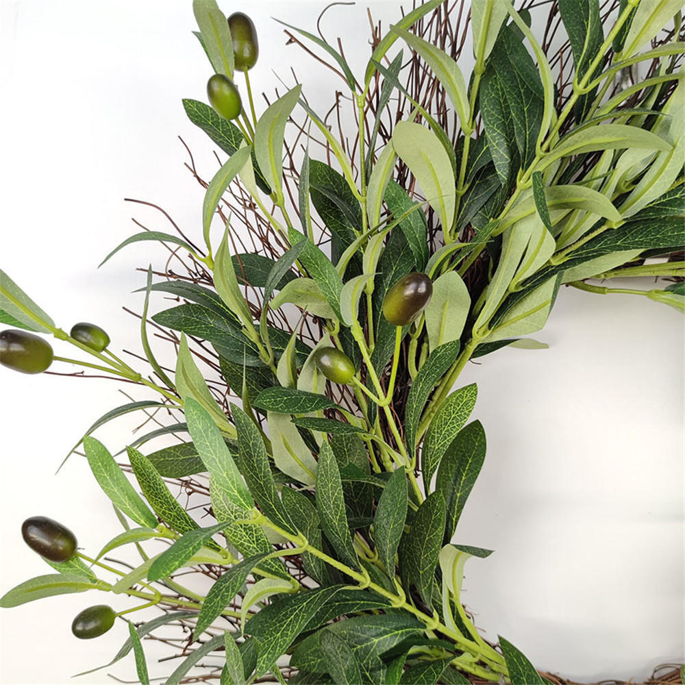 Olive Branch Wreath Spring Garland Artificial Greenery Wreath Decors 16 Inches