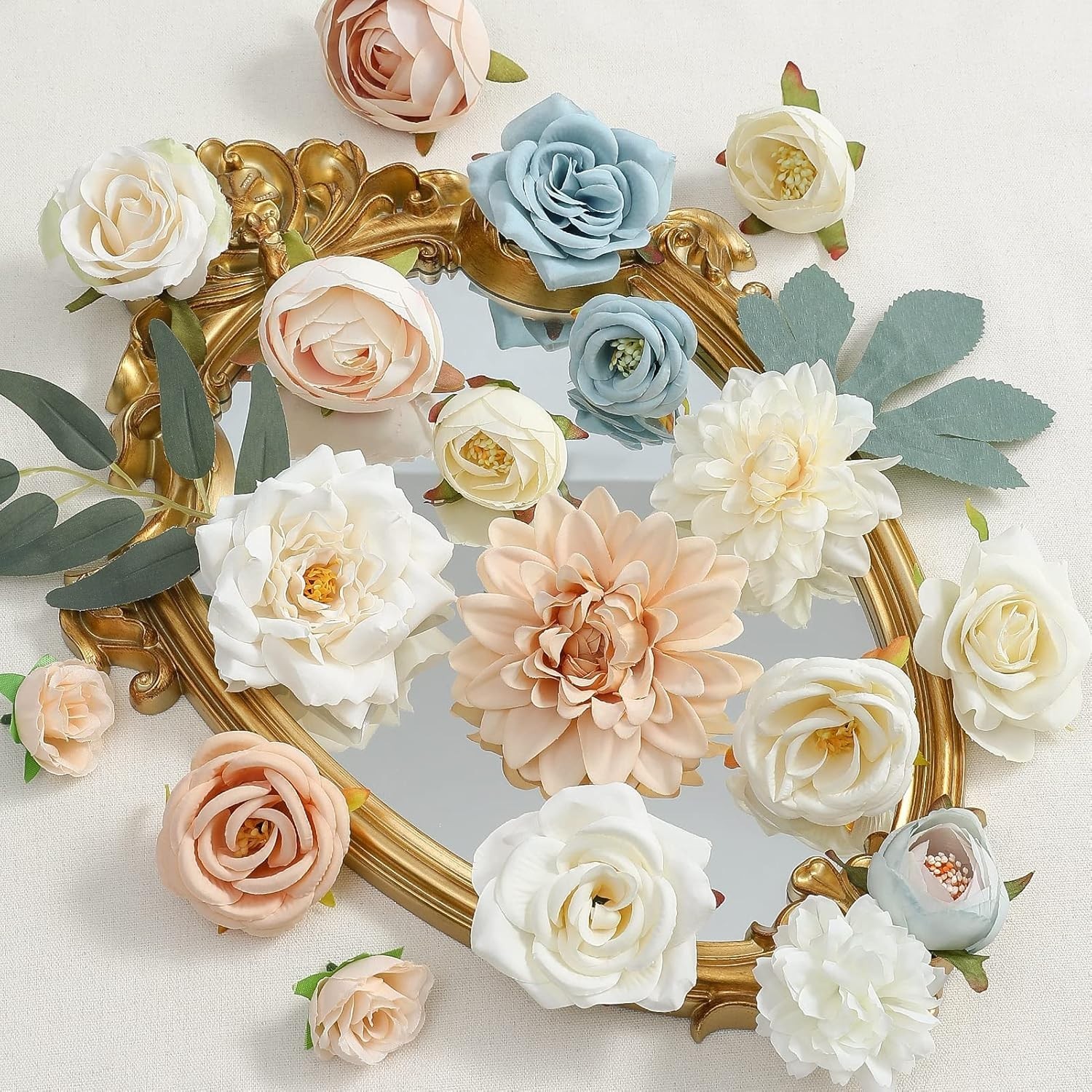 Luxurious Faux Flower Box Set: DIY Bouquets & Centerpieces in Elegant Kraft Box