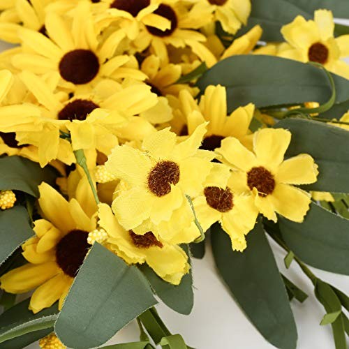 Yellow Spring Wreath 22 Inch Summer Wreath with Sunflower and Daisy Flower