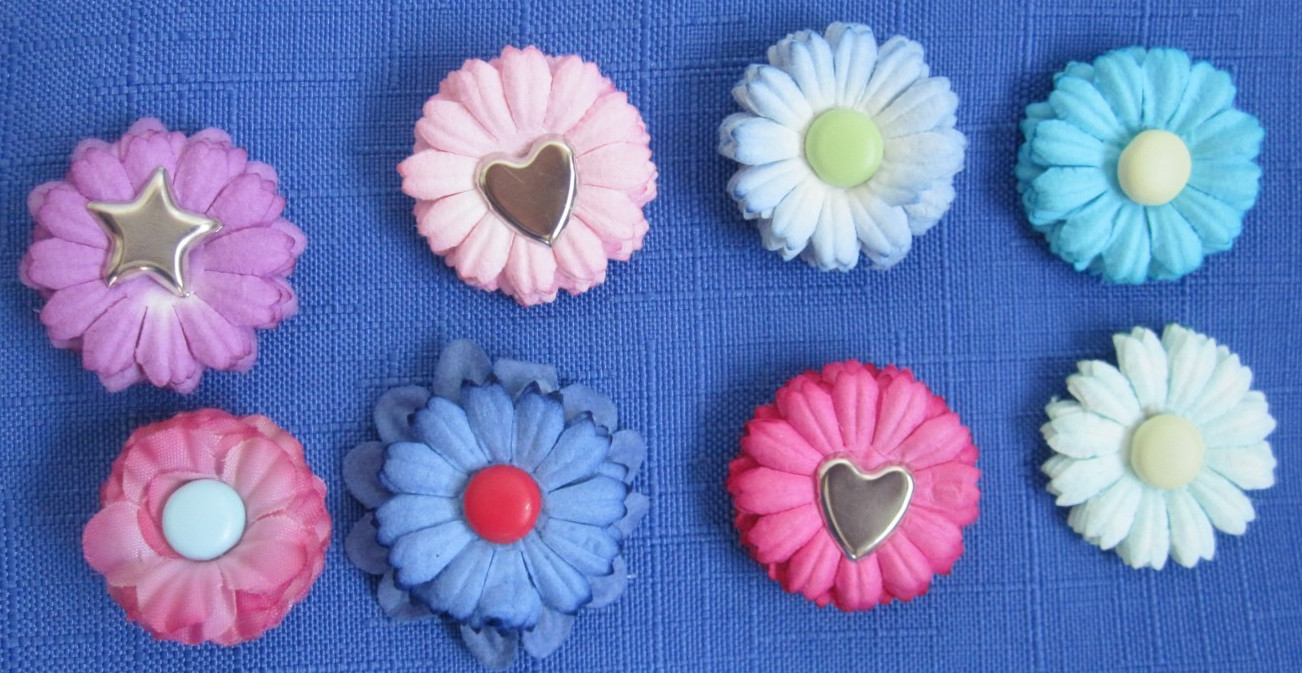 #8 Lot-44 Medium Layers Used Mulberry Flower Petals 1-3″ Brads Multiple Colors