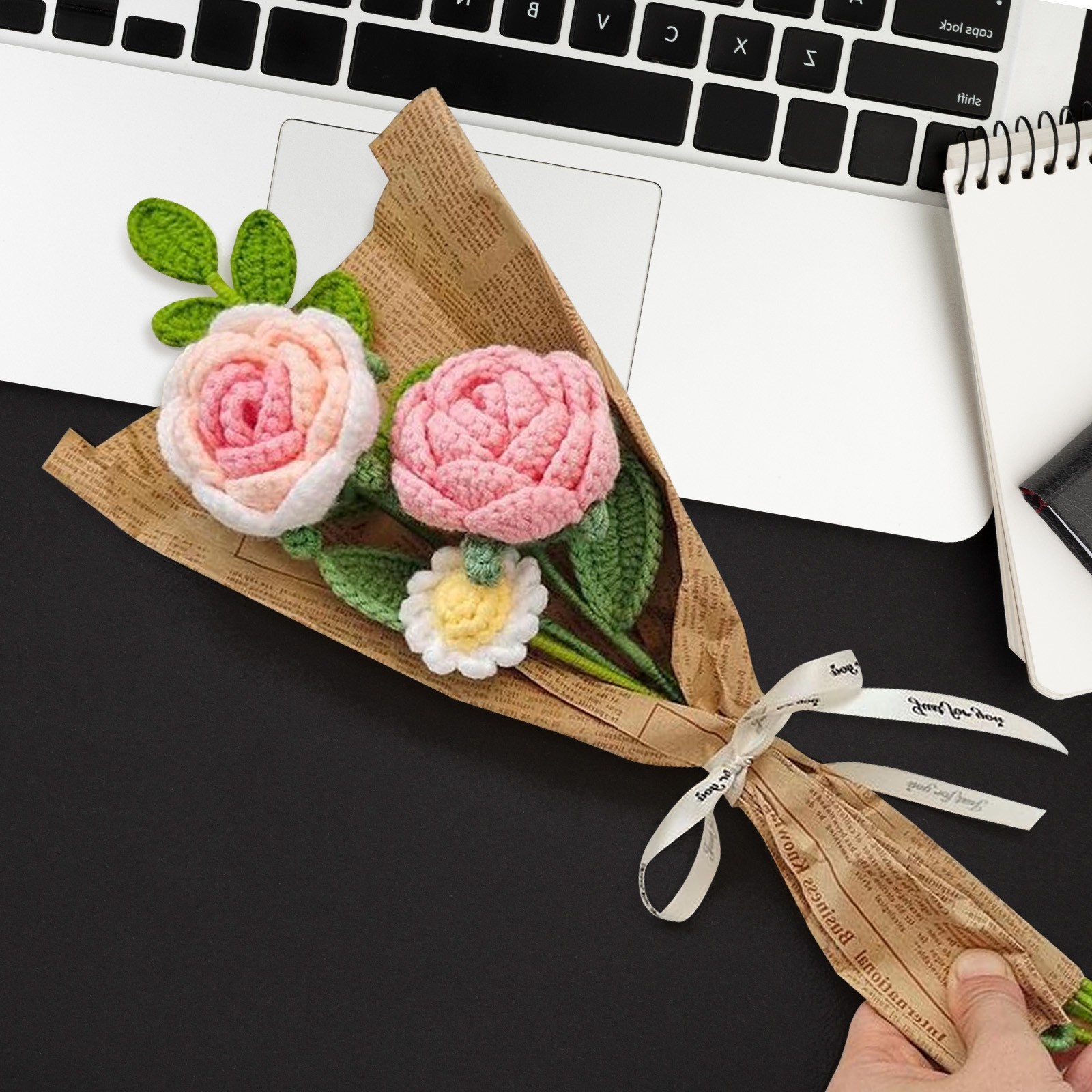 Knitting Flower Artificial Flower for Anniversary Housewarming Gifts for Mom