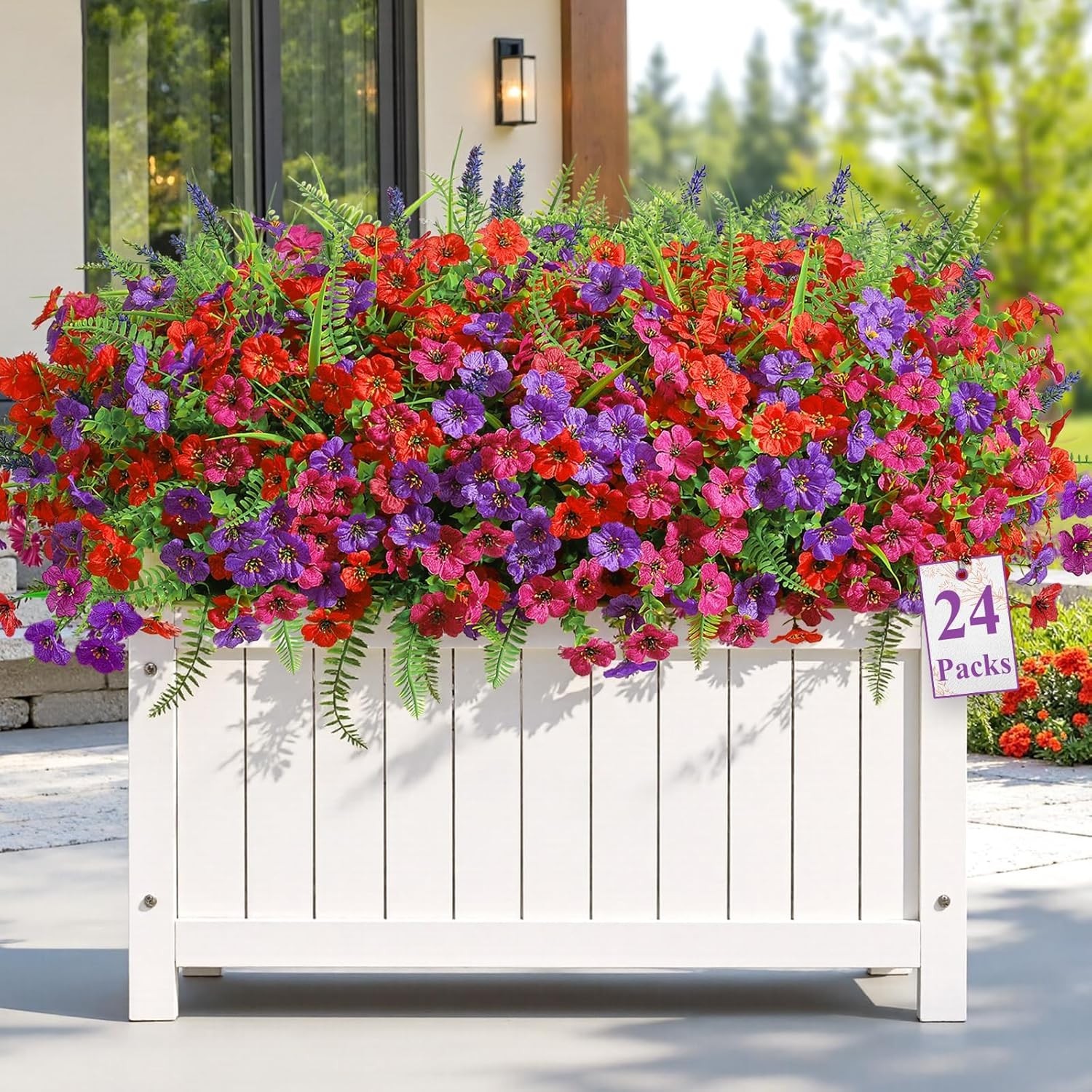 12/24 Bundles Artificial Flowers for Outdoors Fake Flowers Plants Spring Decorat