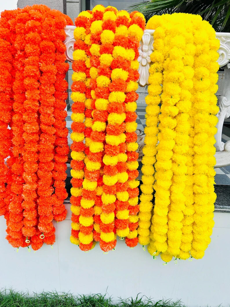 SALE 50 PC Indian Mix Color Artificial Decorative Marigold Flower Garland Strin’