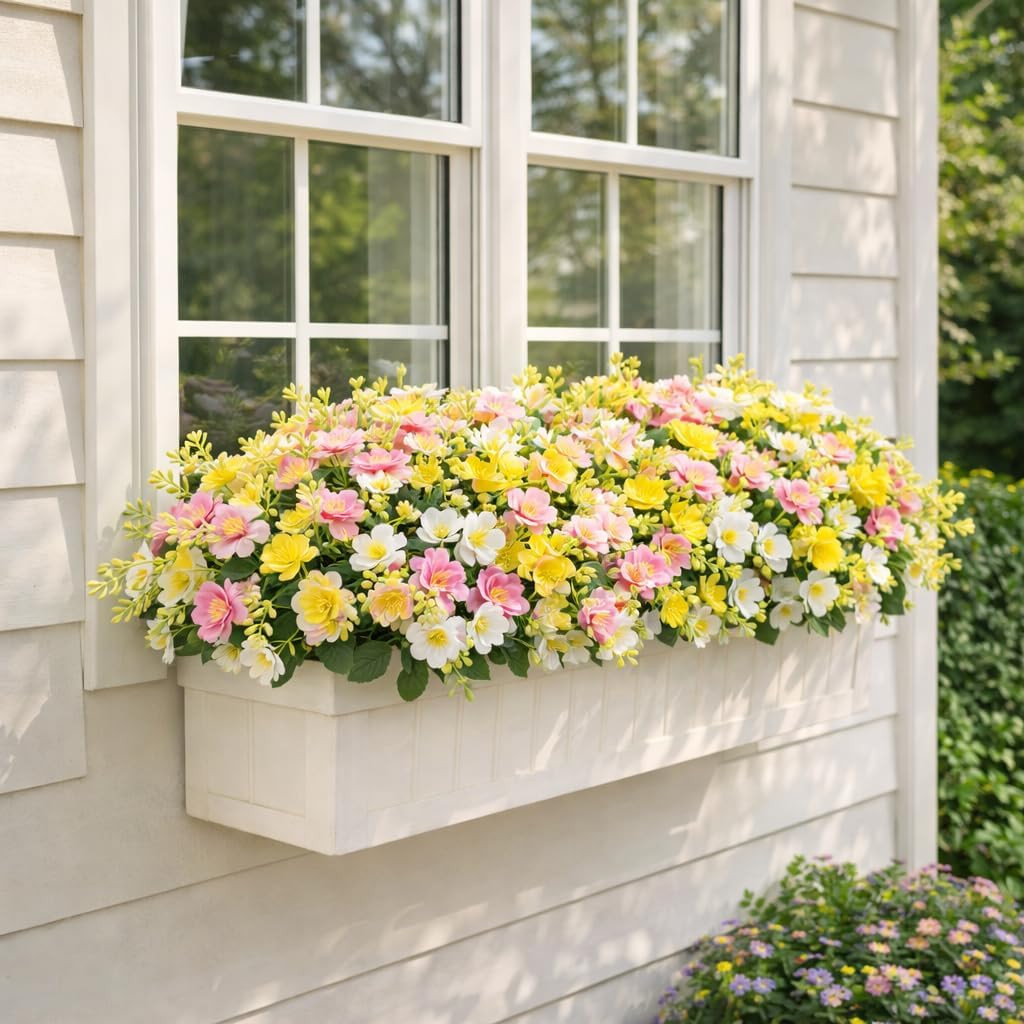 Vibrant UV Resistant Faux Outdoor Flowers for Spring & Summer Decor – 12 Batches