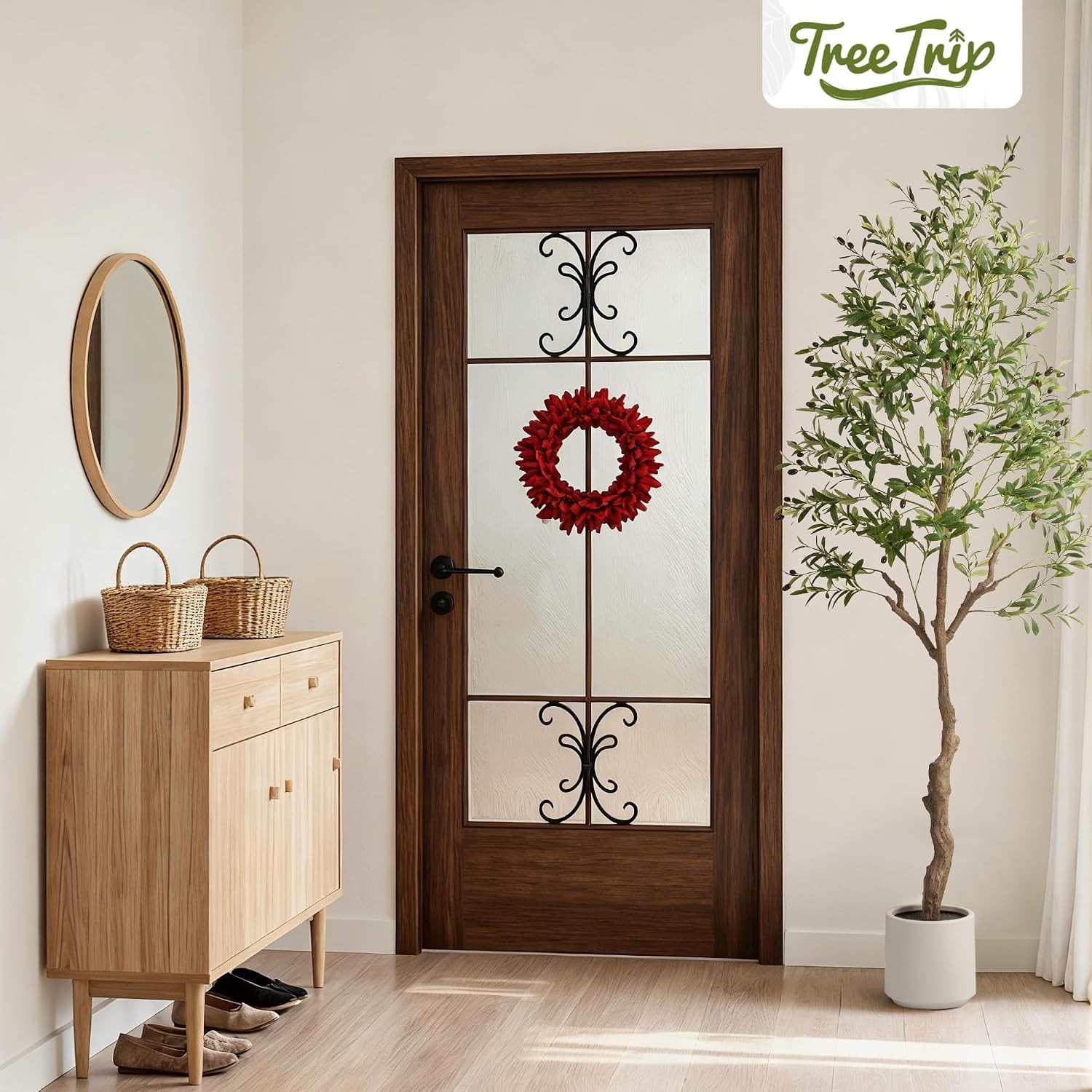 Olive Tree Artificial Indoor 7 FT Faux Olive Trees W/ Planter Fake Tall Plants