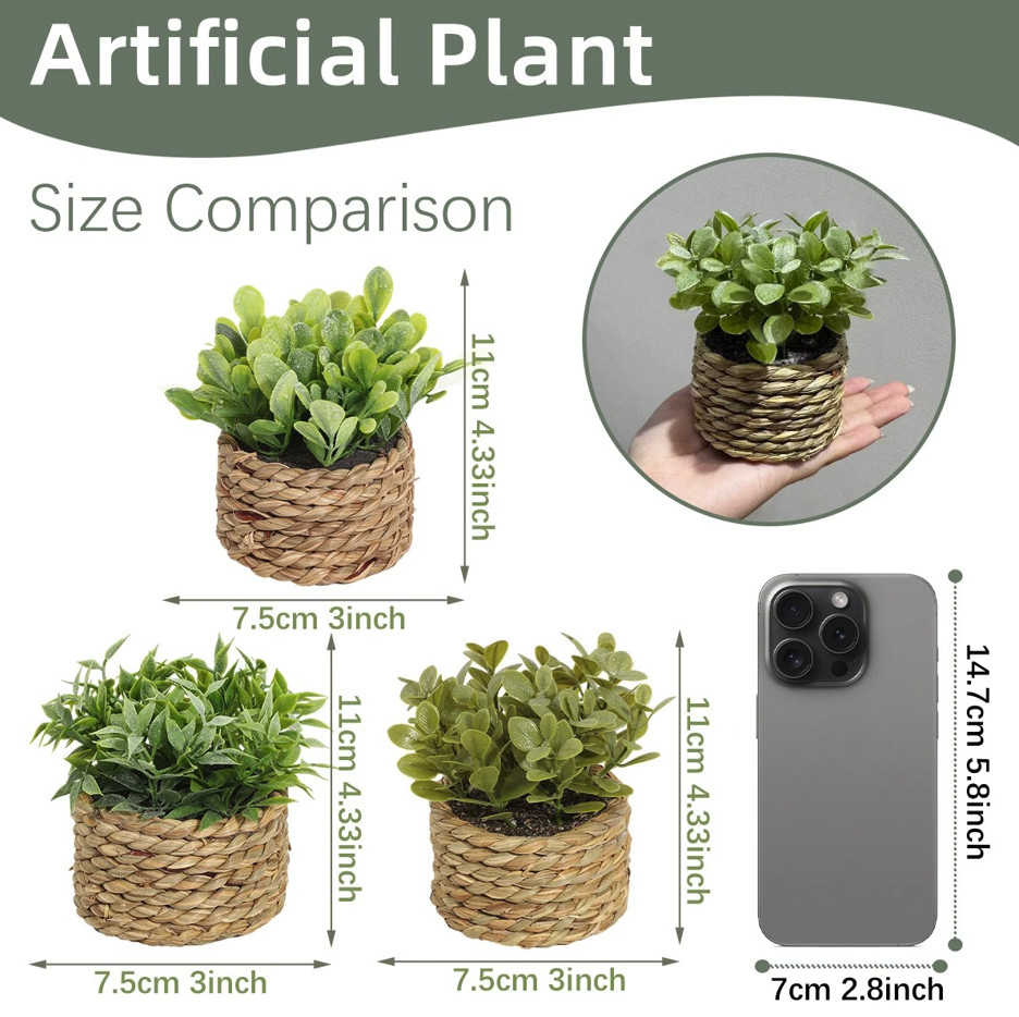 1pc Artificial Eucalyptus Grass Small Potted Plant 11cm Home Decor – NEW