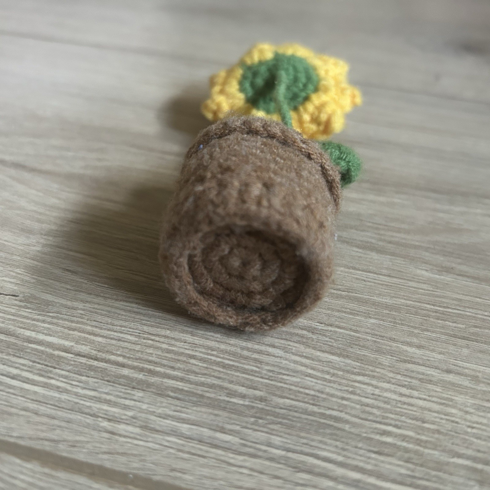Crochet Sunflower Mini Flower Pot Plant Decor
