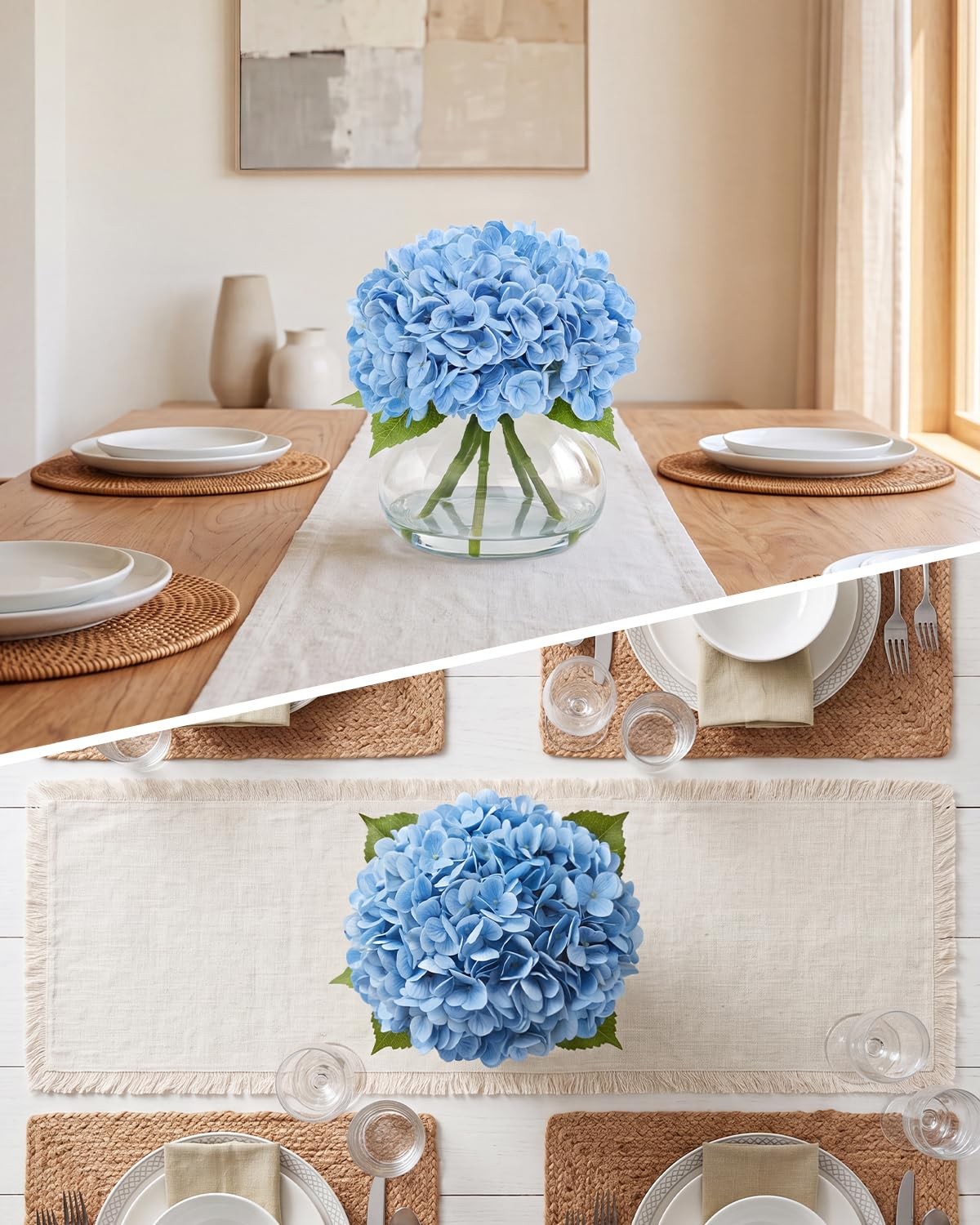 AMORISE Hydrangea Artificial Flowers with Vase, Real Touch Latex Fake Hydrang…