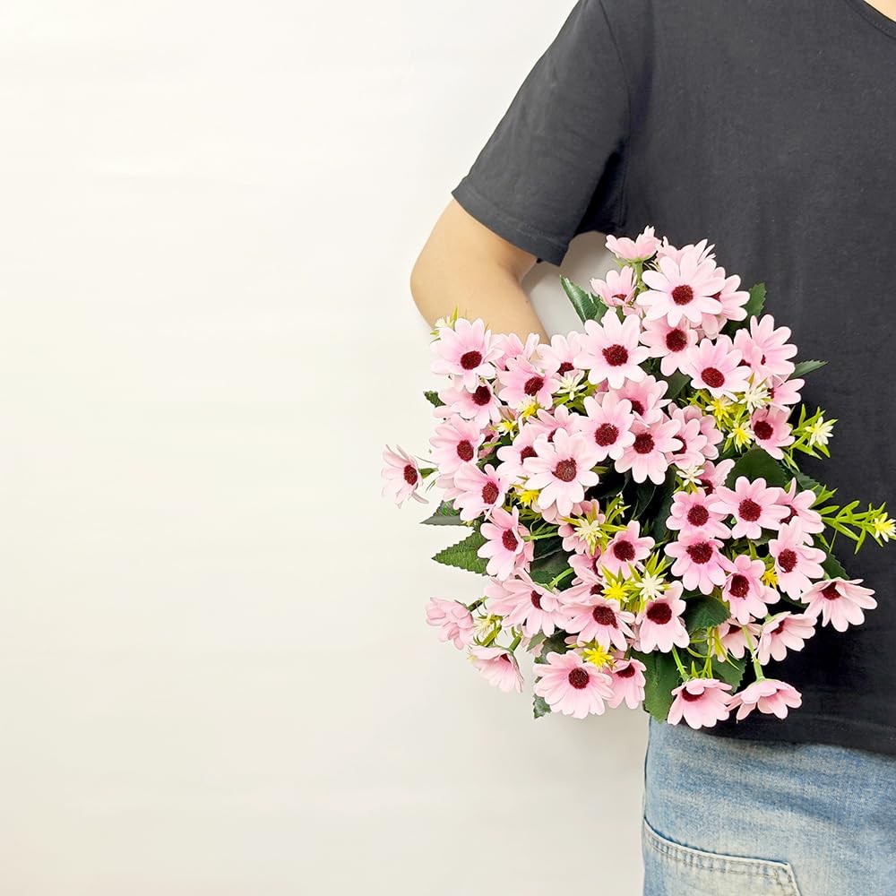 5PCS Rose Red Real Touch Artificial Daisy Flowers Fake Bouquet for Home Office