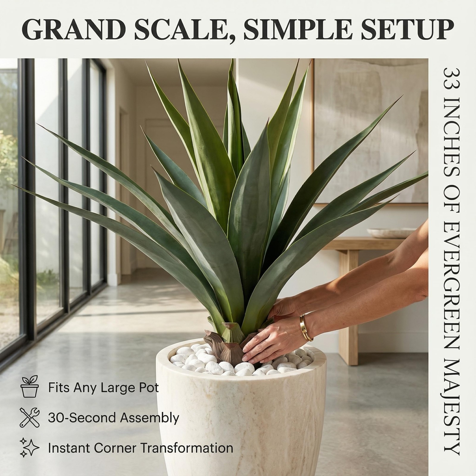 33 Inch Large Unpotted Artificial Agave Plant