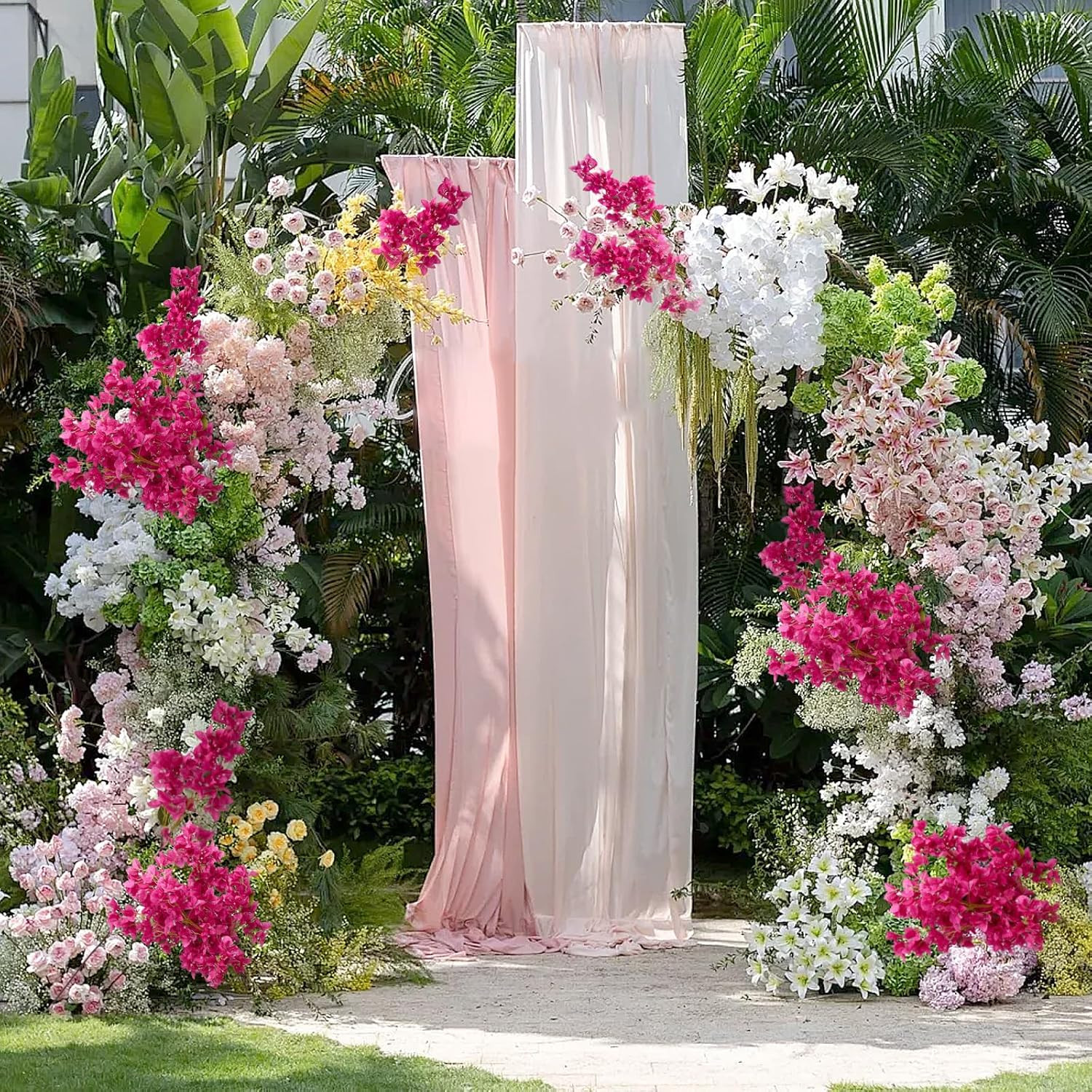 Fuchsia Silk Bougainvillea Flowers – 6PCS UV Resistant Faux Vines for Decor