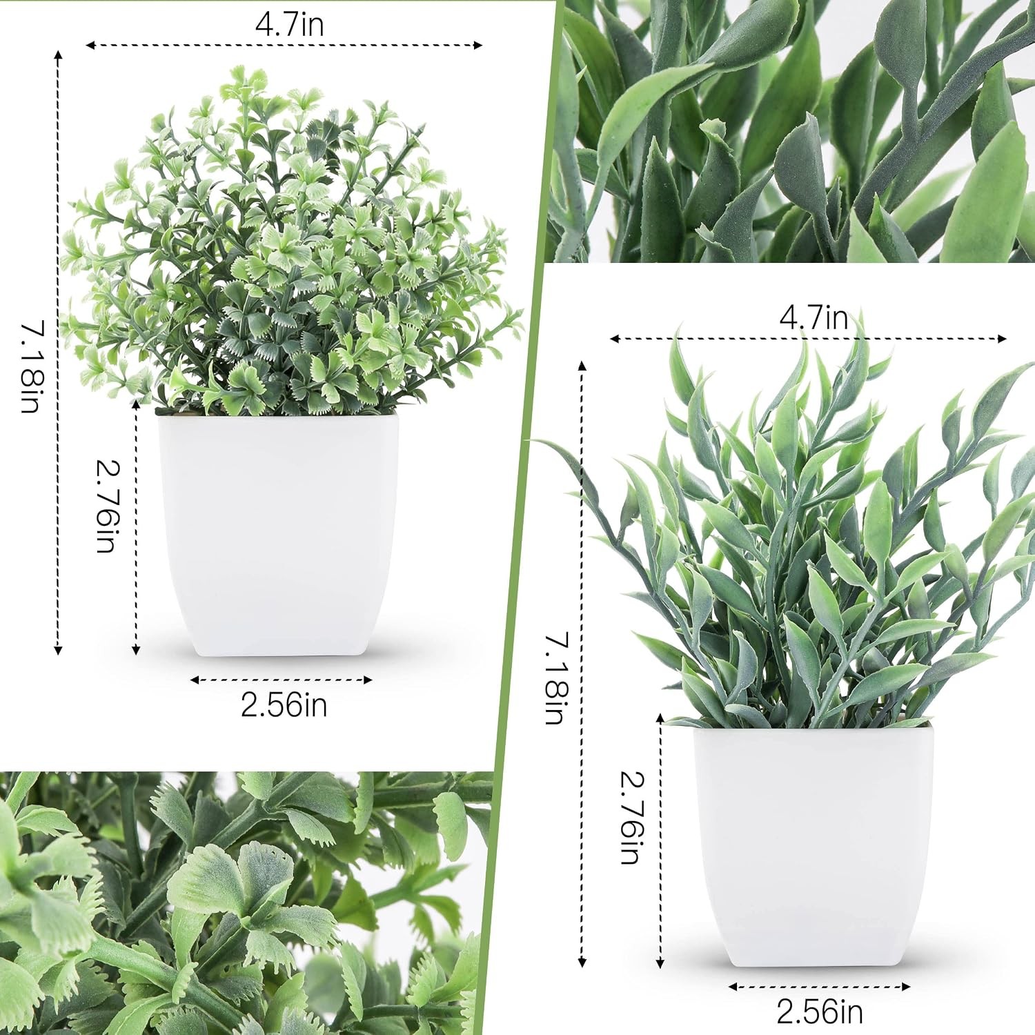 Der Rose 2 Pack Small Fake Plants Artificial Greenery Eucalyptus Plants in Pots