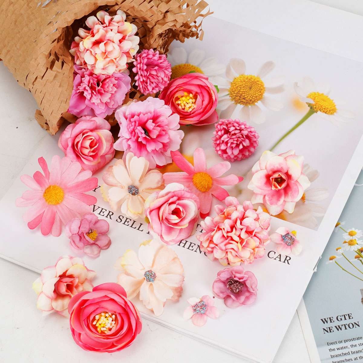 20Pcs Pop Silk Artificial Fake Rose Flower Heads Bulk Craft Wedding Party Decor