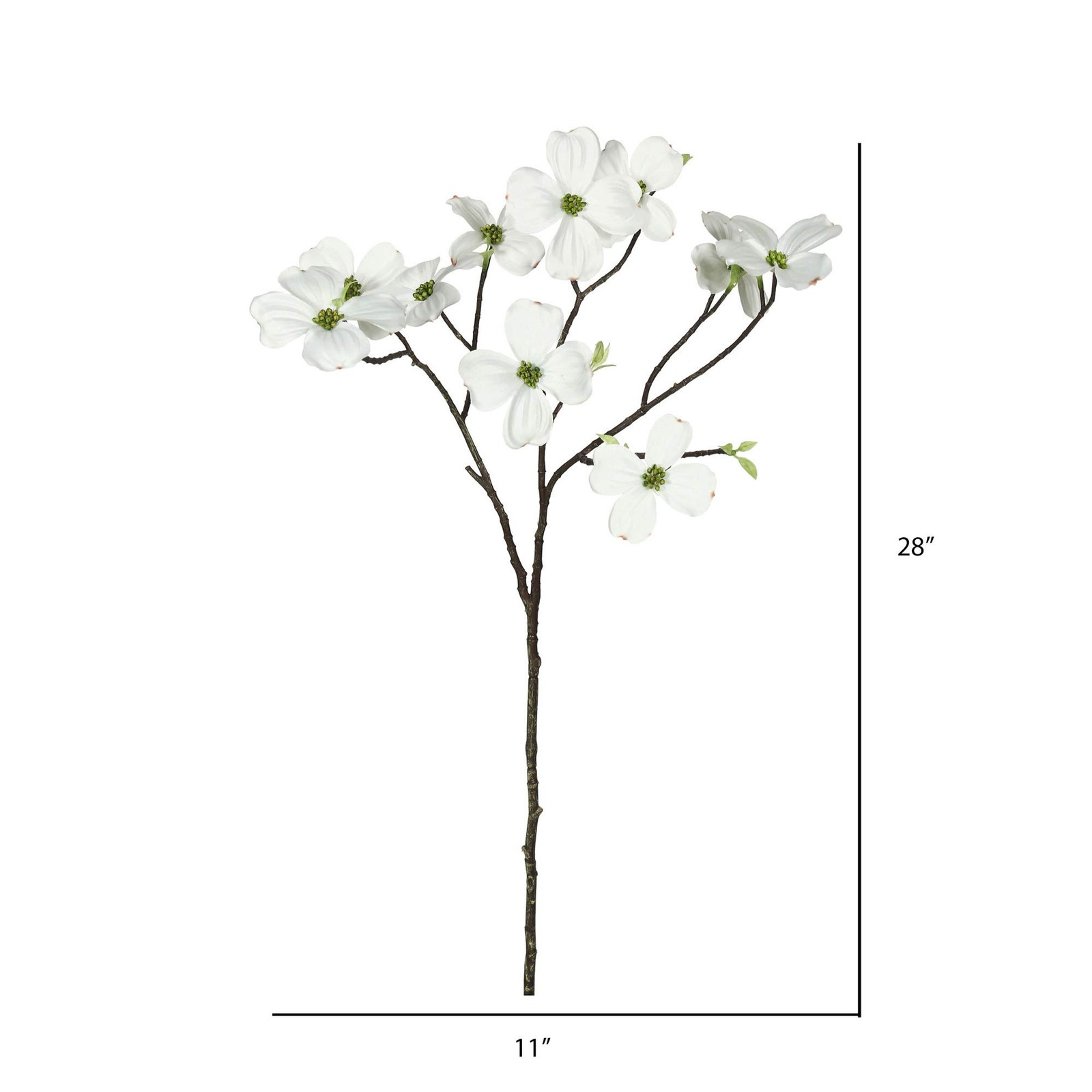 Pemberly Row 28″ Plastic Artificial Dogwood Stem in White (Set of 3)