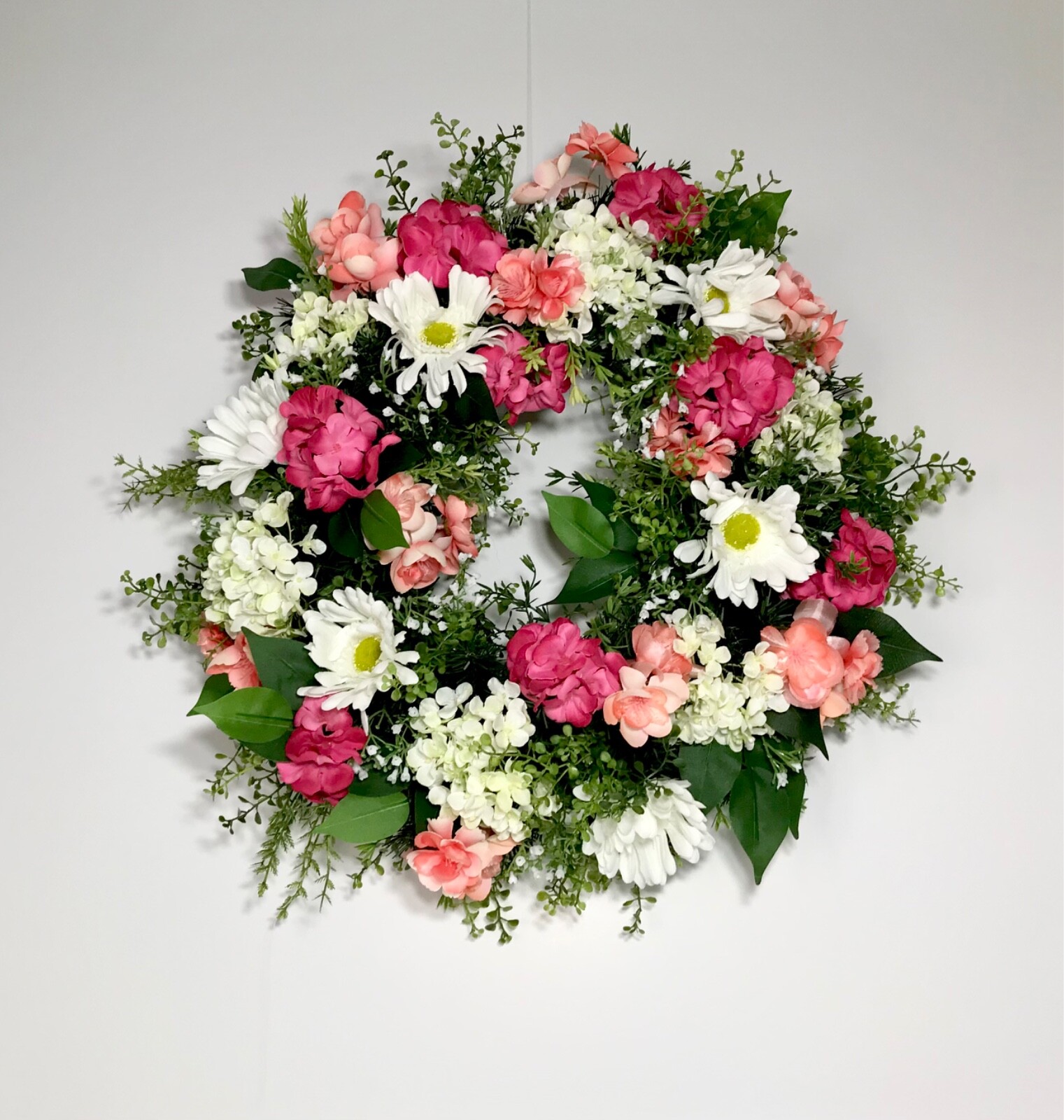 SPRING SUMMER FLORAL EVERGREEN COMPACT WREATH MULTI COLOR DECORATION UNIQUE NEW