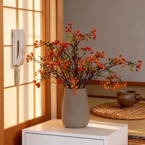 2-Pack 27.5 Inch Red Berry Stems,Artificial Red Branches, Bendable Faux