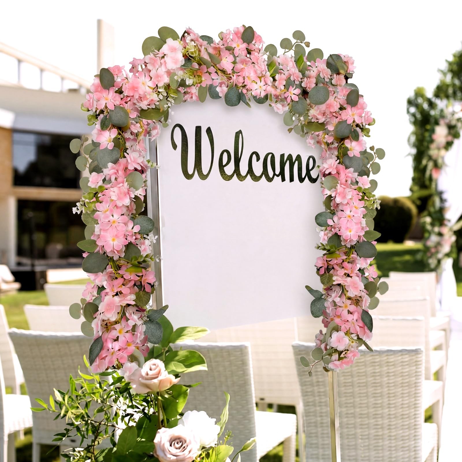 1 Set 3 Pcs Spring Flower Pink Garland 18 Feet Total 6ft Per Piece Spring Flo…