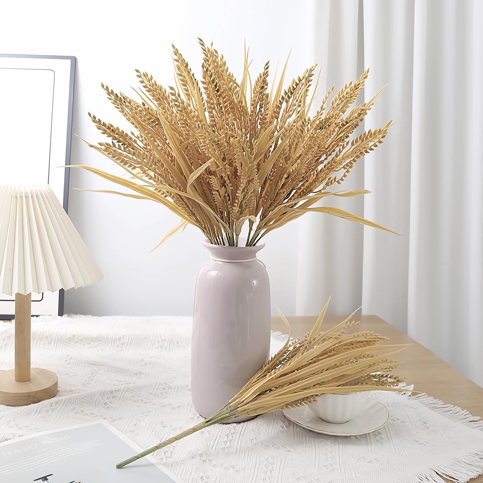 5pcs Artificial Ear of Rice 16″ Fake Grain Paddy for Vase Bouquets Home Offic…