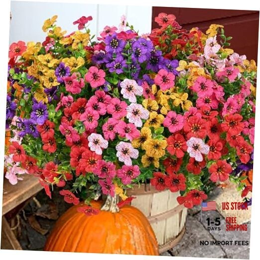 Artificial Flowers for Outdoor, UV Resistant 20 Yellow Purple Rosy Pink Red
