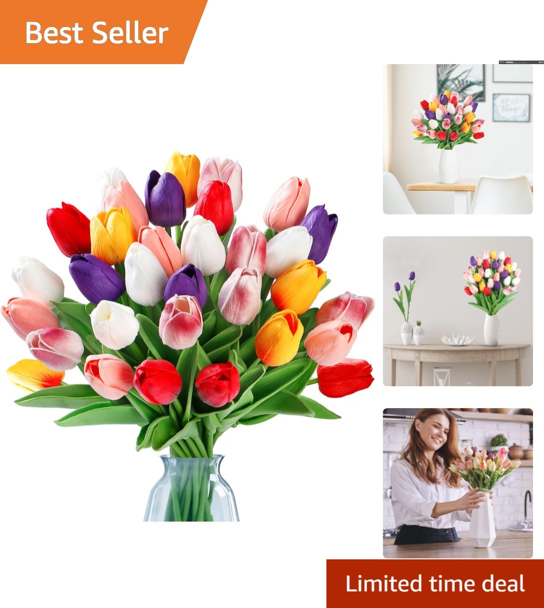 Elegant 15 Pcs Faux Tulips – Ideal for Weddings, Parties, and Mother’s Day Gifts