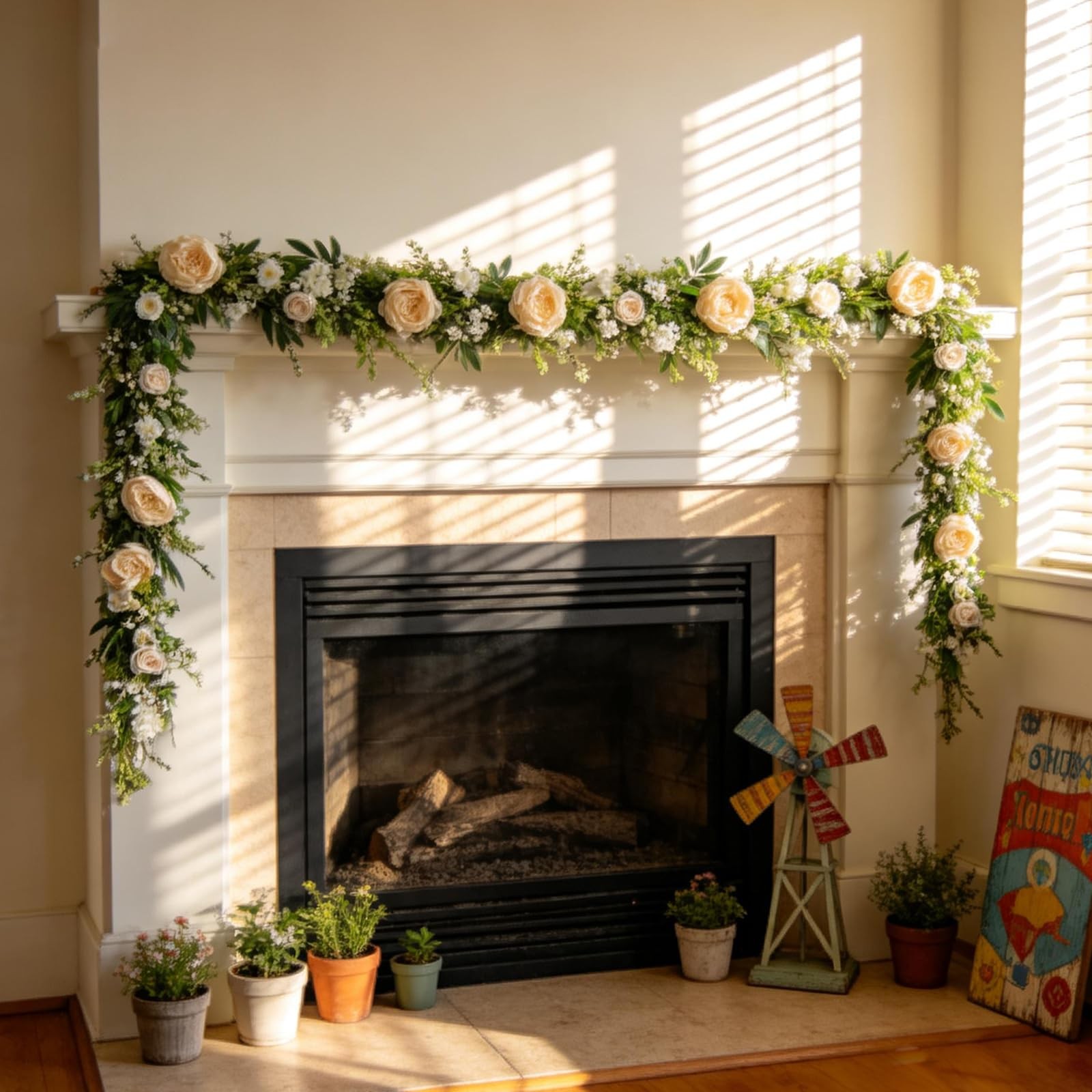 6ft Spring White Peony Climbing Vine Decoration Artificial Floral Garland for…
