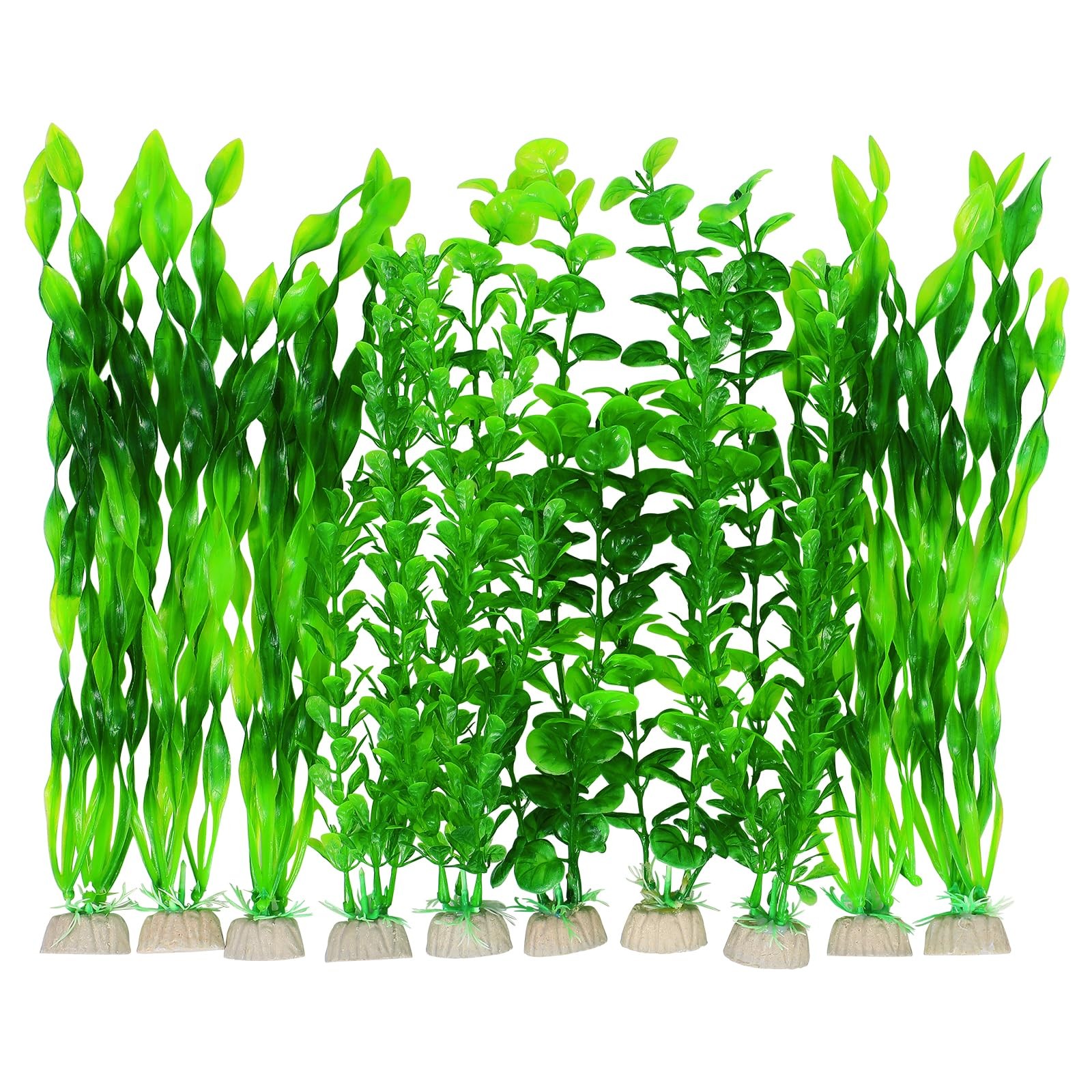 Artificial Fish Tank Plants, Green Plastic Aquarium Accessories, Multi Shape