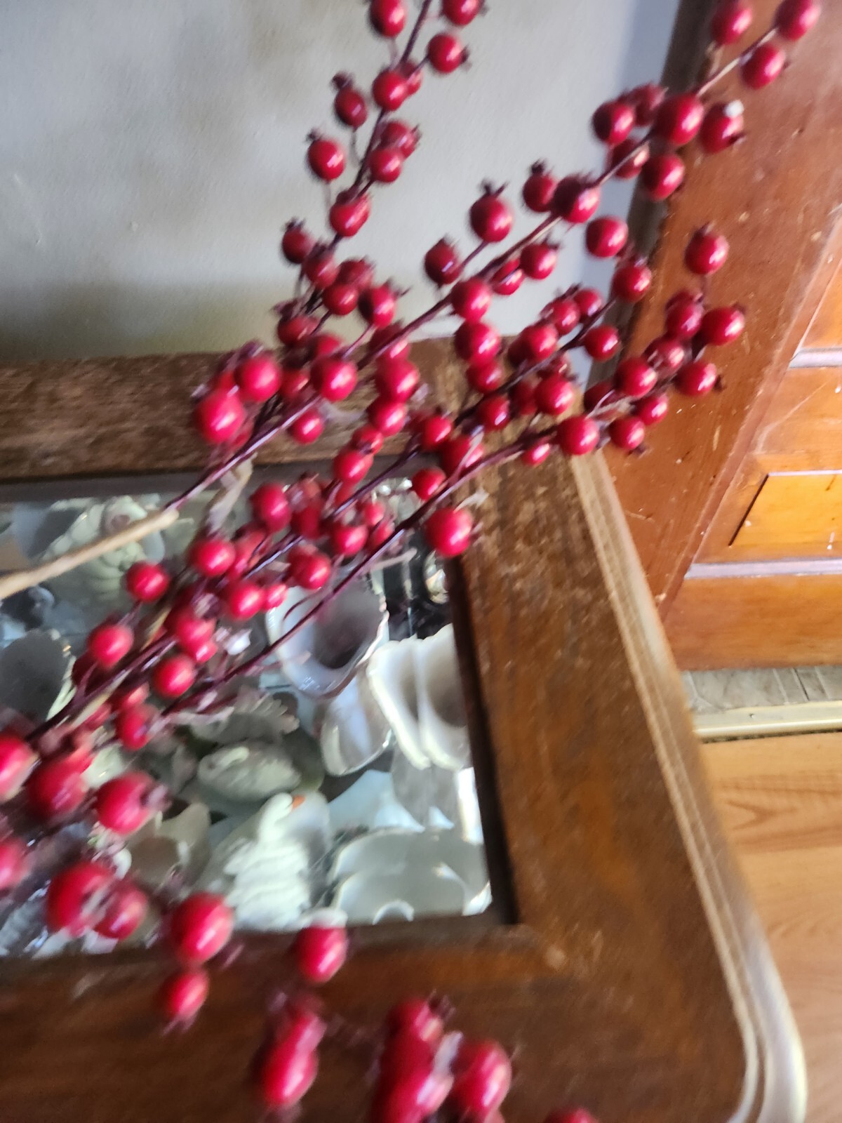 Artificial Red Berry Stem Faux Holiday Christmas Floral Branch Decor