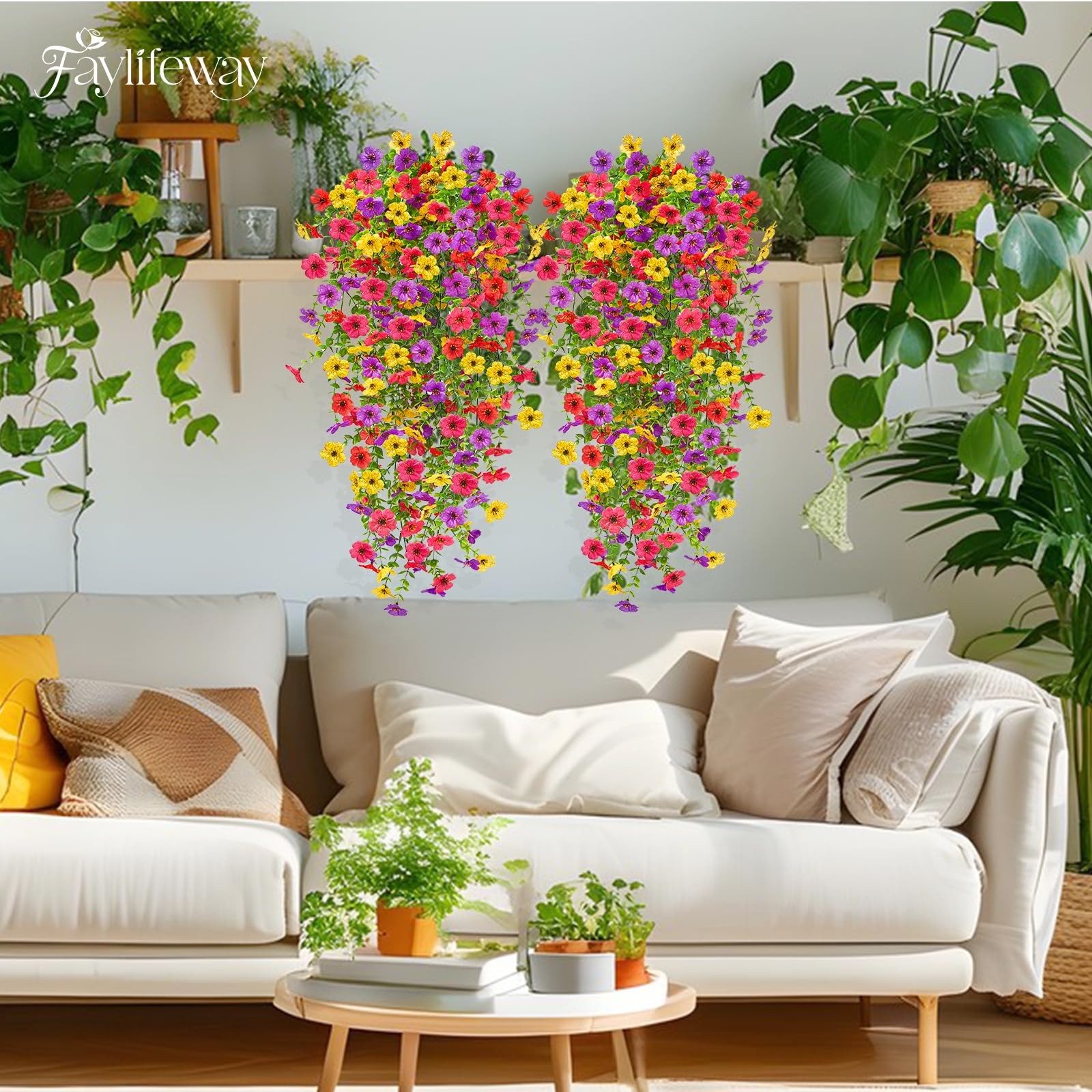 Artificial Hanging Flowers 29.5″ Long 101 Flower Heads – UV Resistant Outdoor