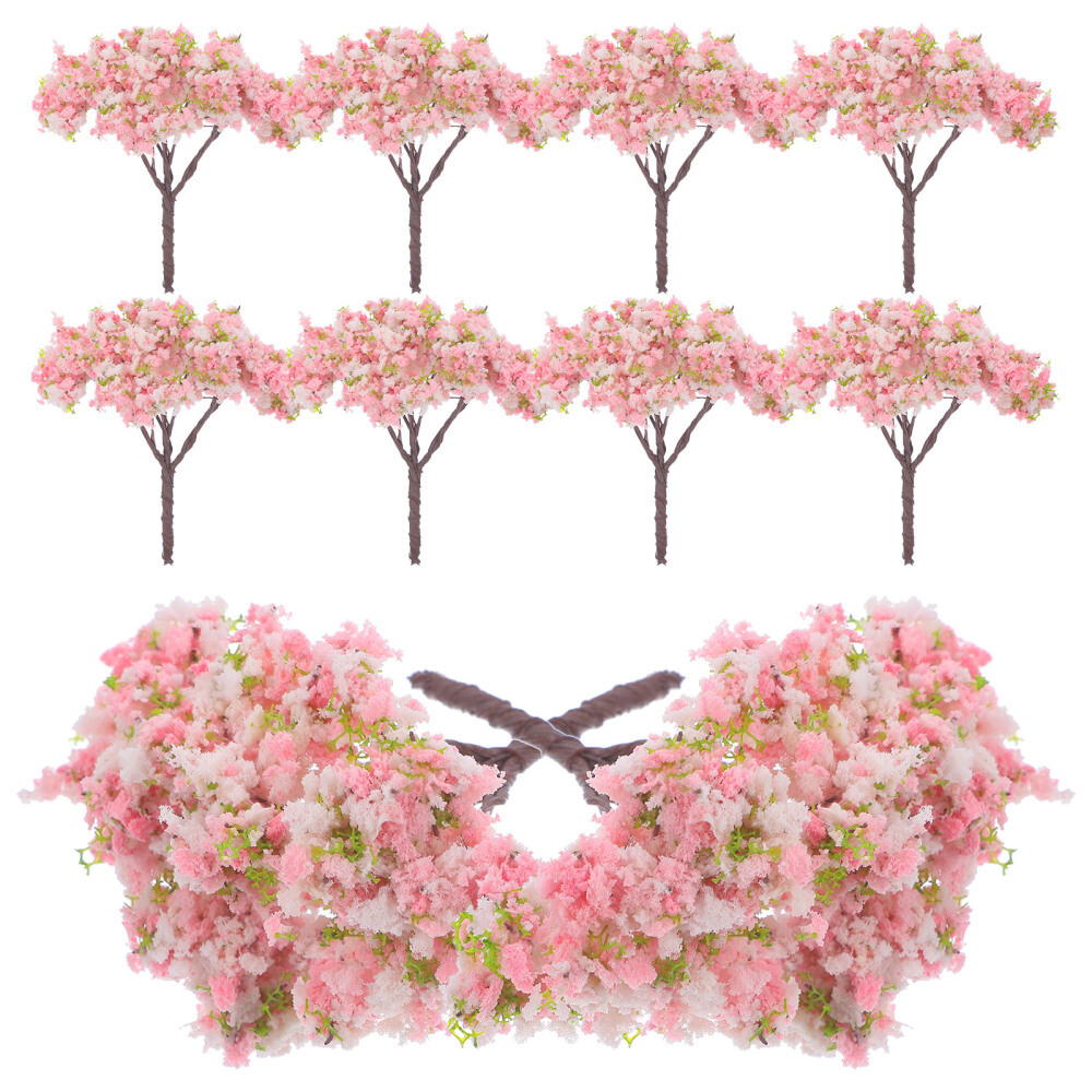 10PCS Artificial Cherry Blossom Trees Mini Lifelike Cherry Blossom Trees