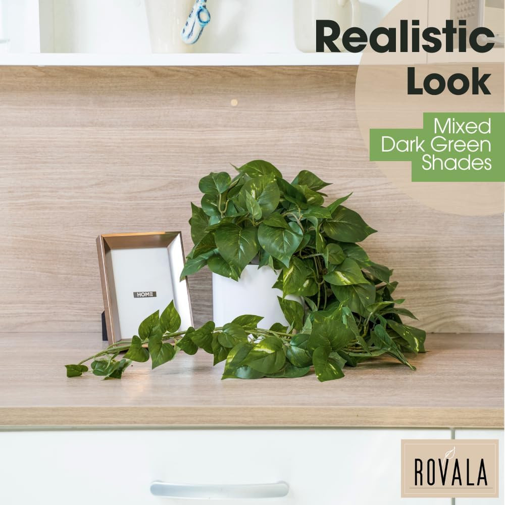 ROVALA Silk Plants for Home Decor Indoor in Pot Realistic Artificial Plants Hang