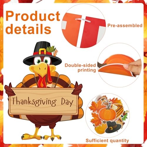 Thanksgiving Decorations Pre-strung Thankful Banner Turkey Pumpkin Maple
