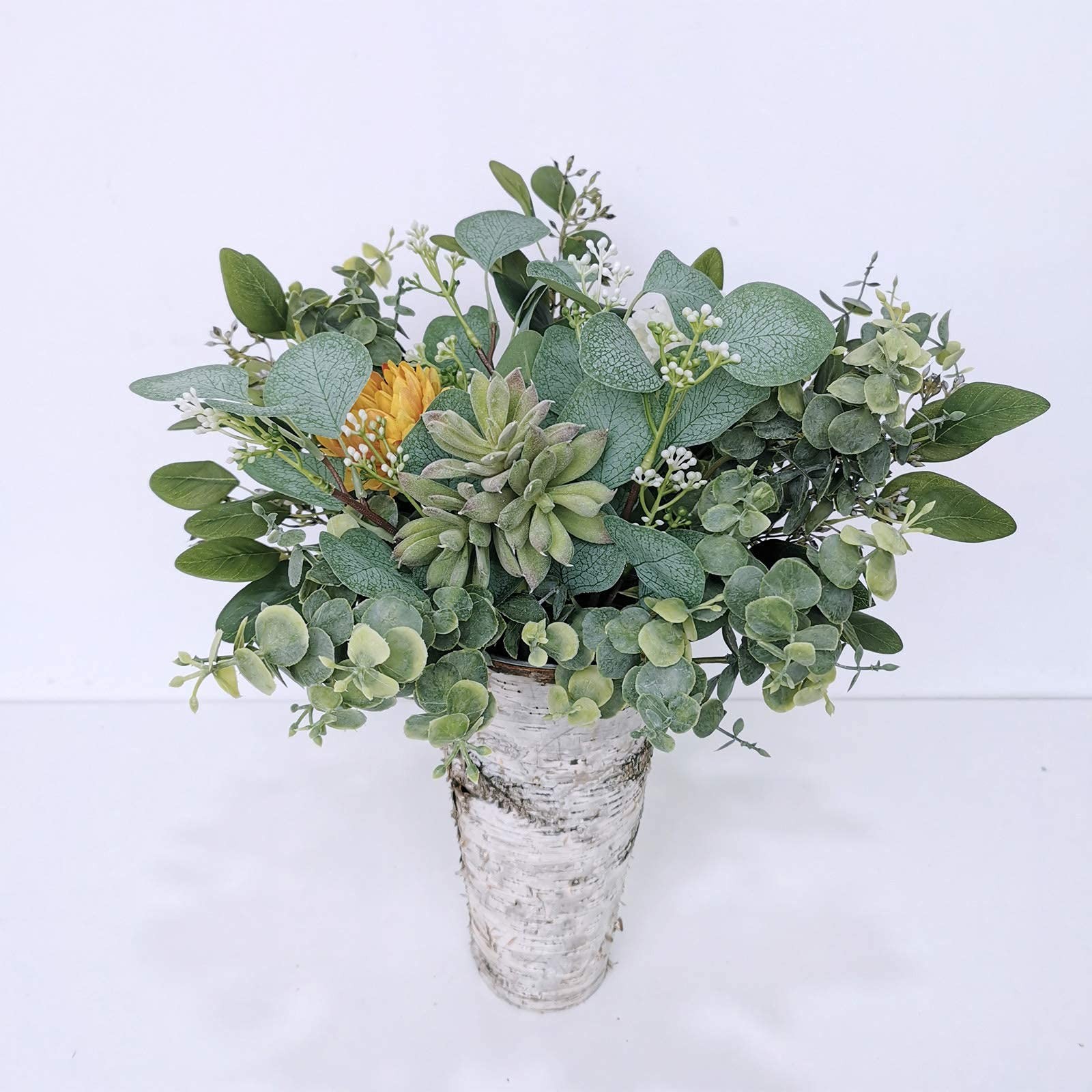 Bulk Artificial Silver Dollar Eucalyptus Leaves Picks Stems and Faux Branches…