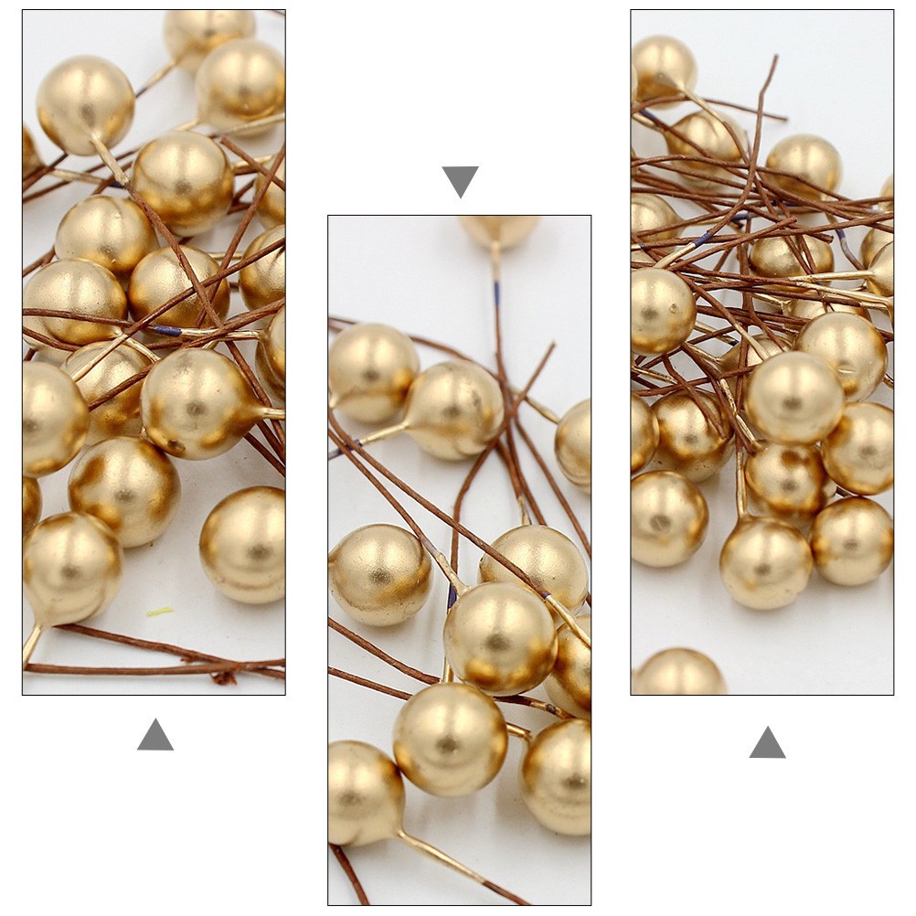 200 Pcs Foam Golden Berry Stems for Christmas Wreath and Floral Crafts