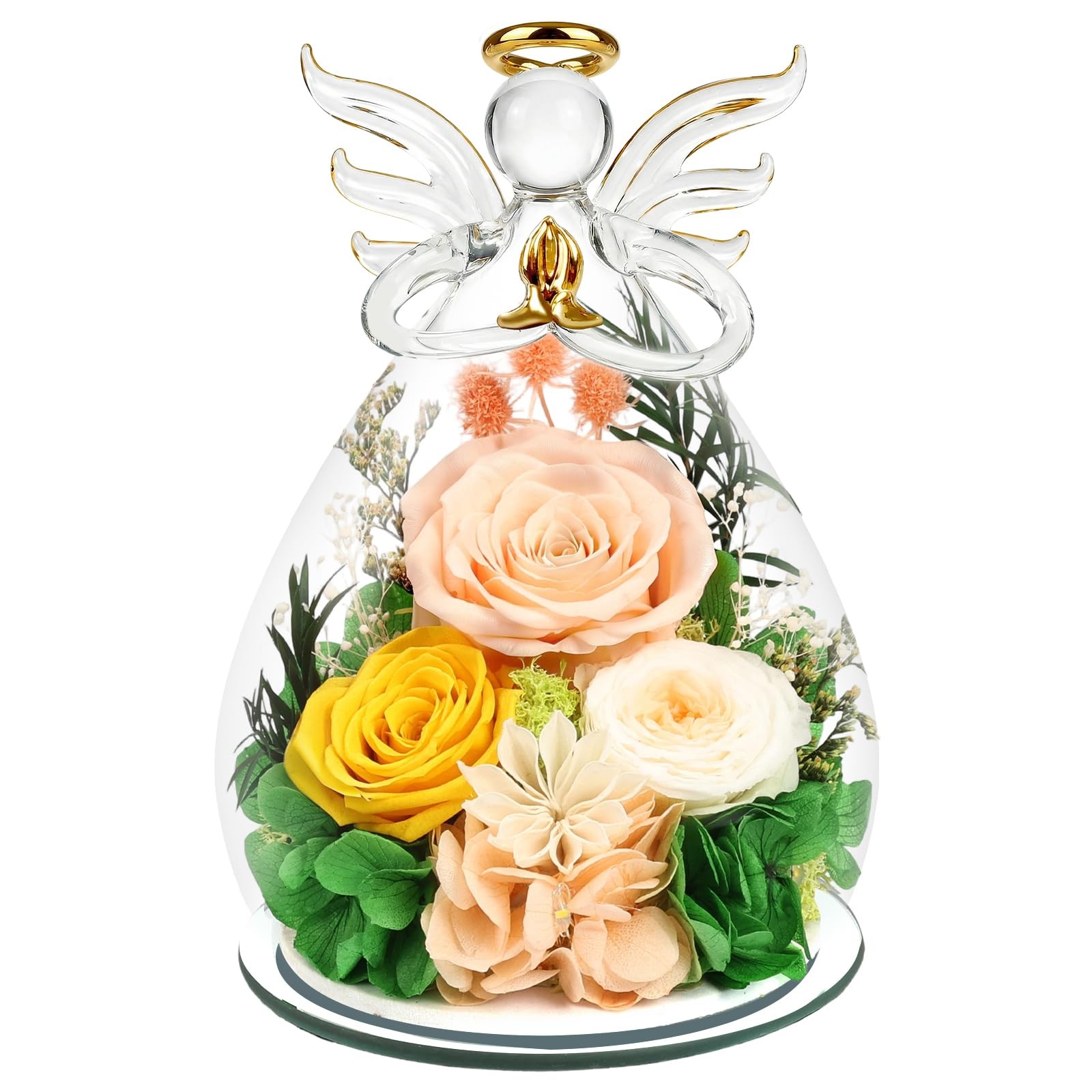 Preserved Rose Gifts for , Forever Flowers Eternal Roses in Glass Angel Figur…