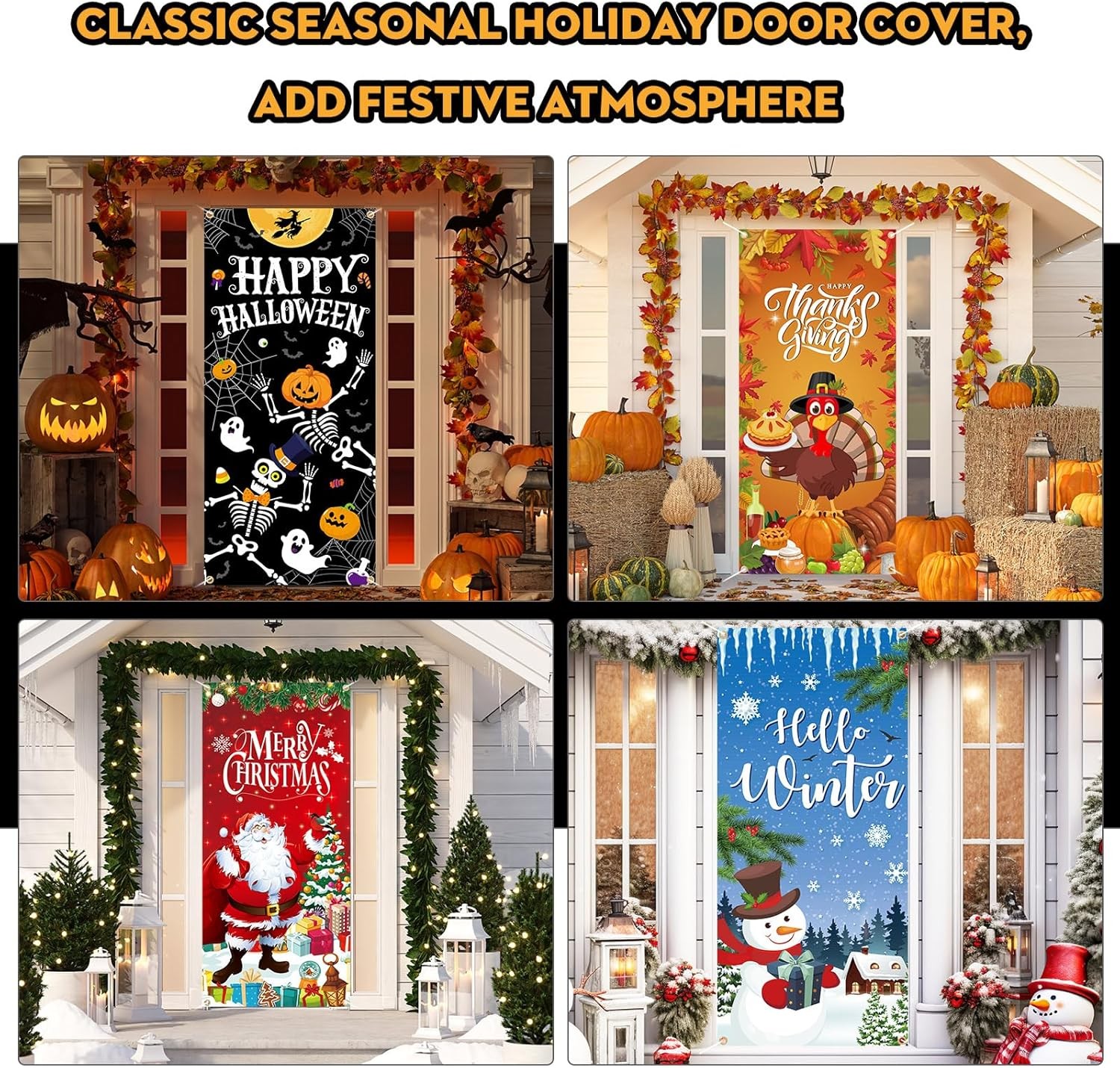 12 Pcs Summer Door Cover 78×35 Inch Holiday Party Decor Banner