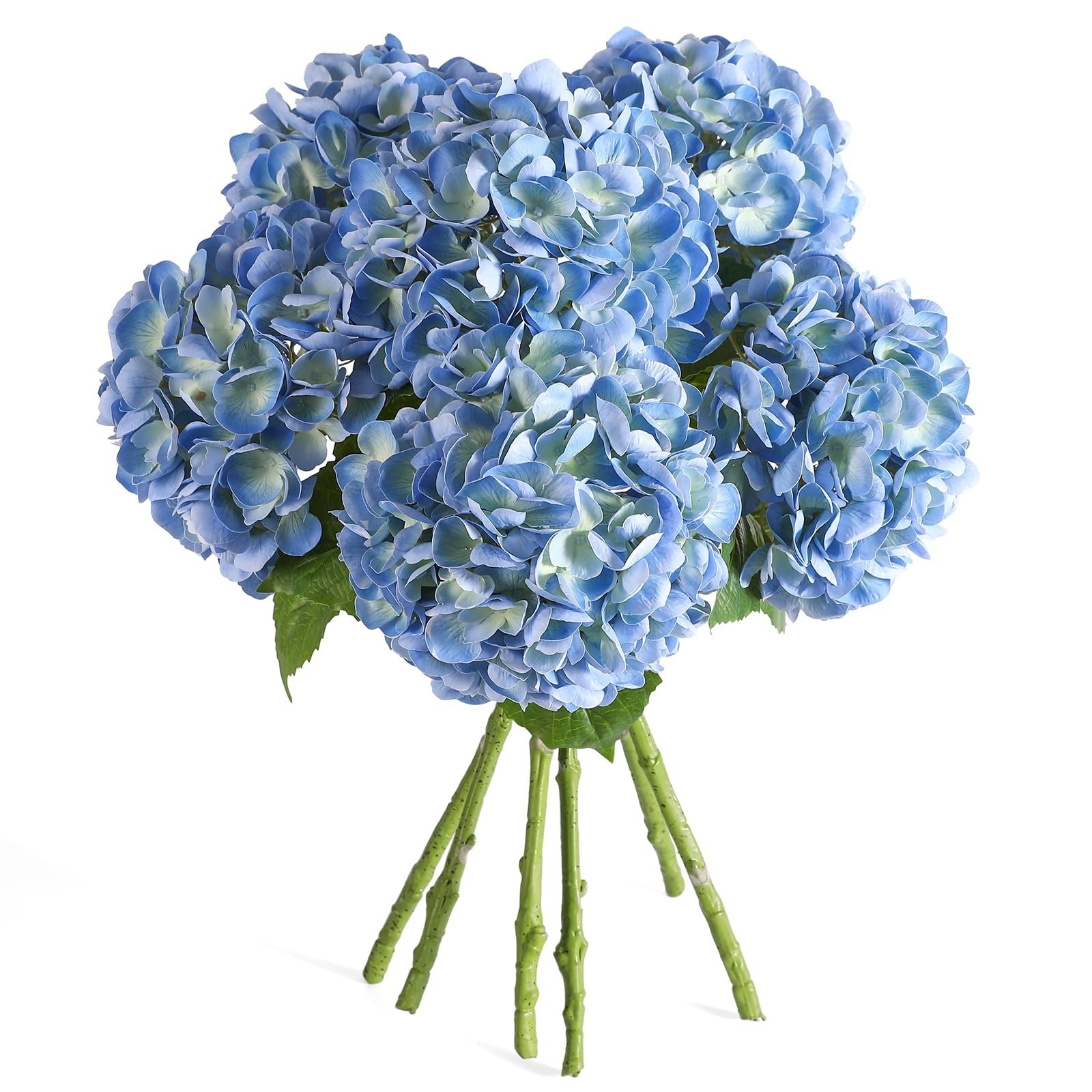 6PCS 22″ Real Touch Blue Hydrangea Artificial Flowers for Home Decor, Weddings