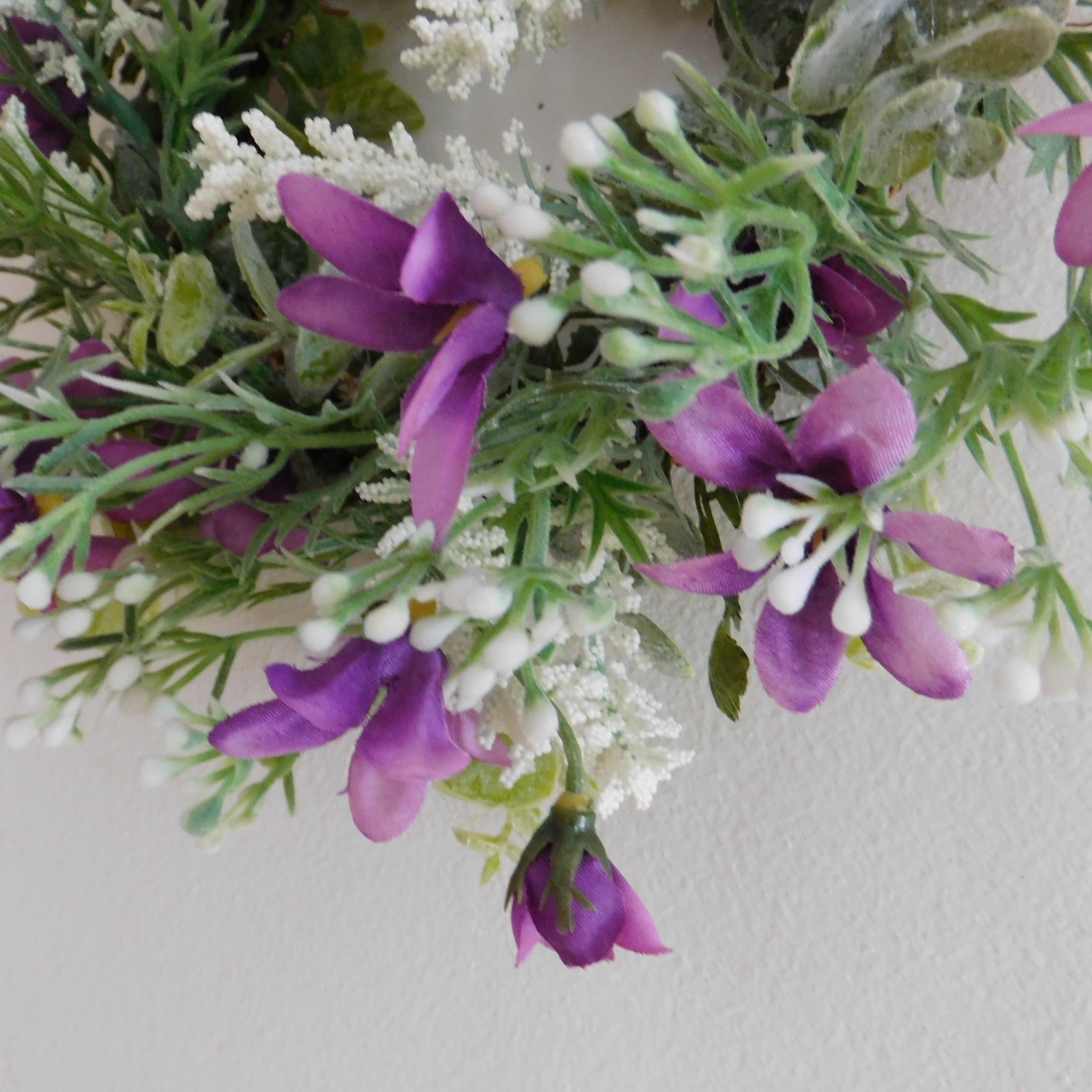 Dusty Miller Mini Wreath Eucalyptus Purple Flowers Candle Ring