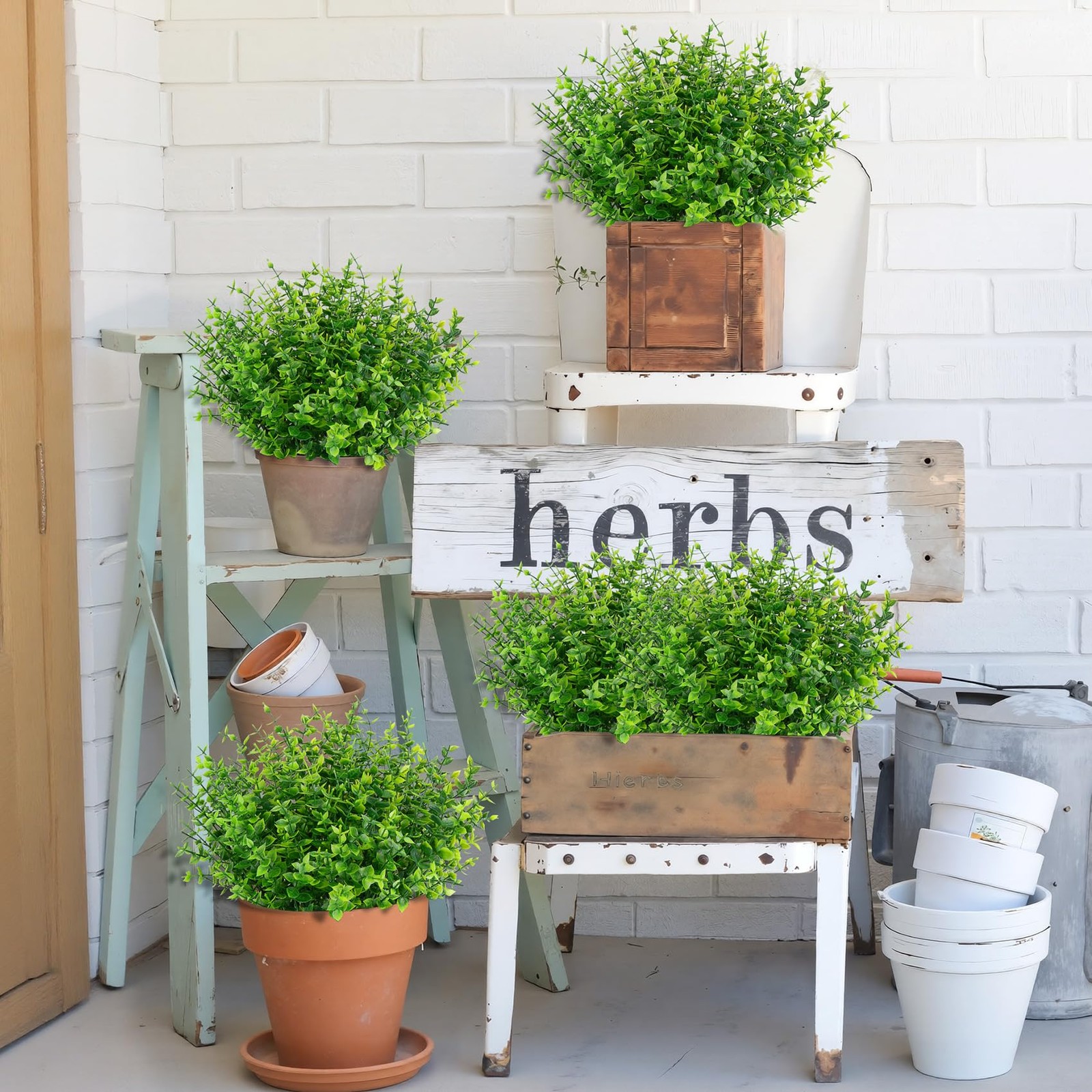 24 Bundles Fake Plants Artificial Greenery Stems for Outdoors