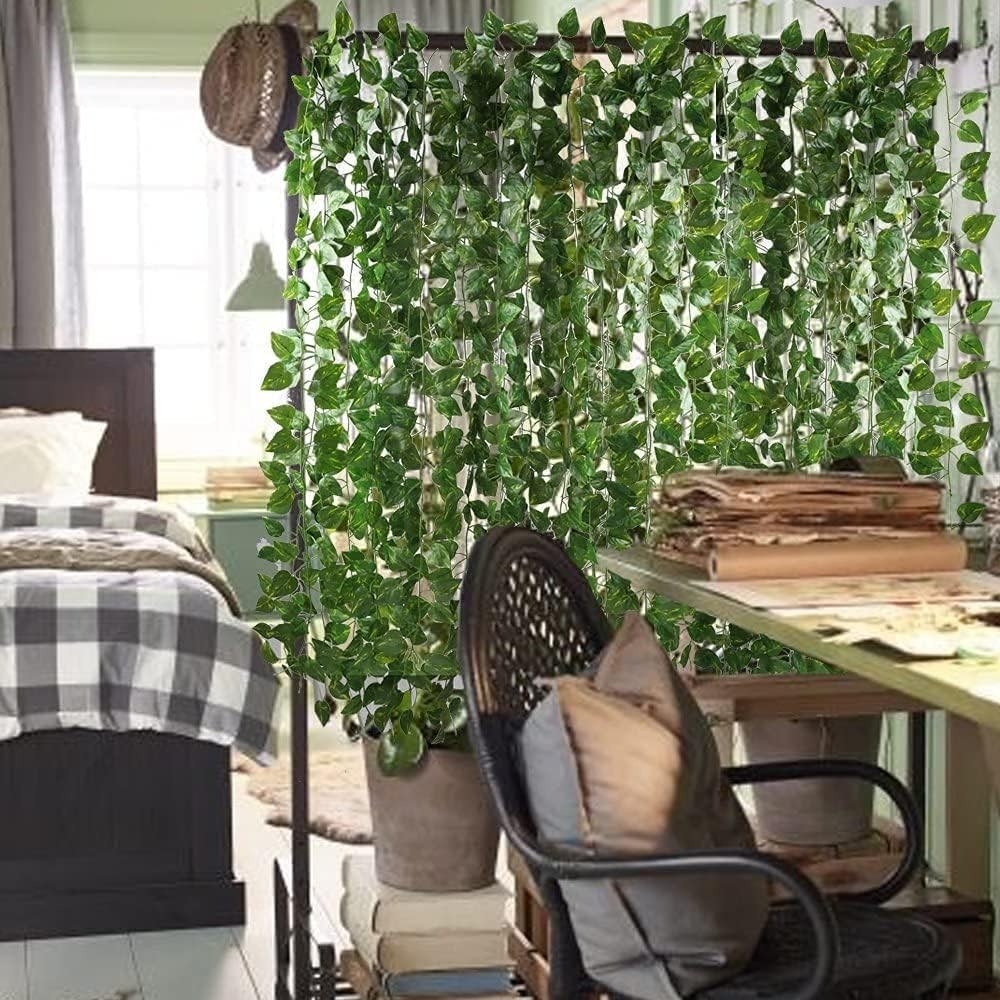12 Pack 84FT Artificial Greenery Vines – Hanging Garland Leaves for Home, Weddin
