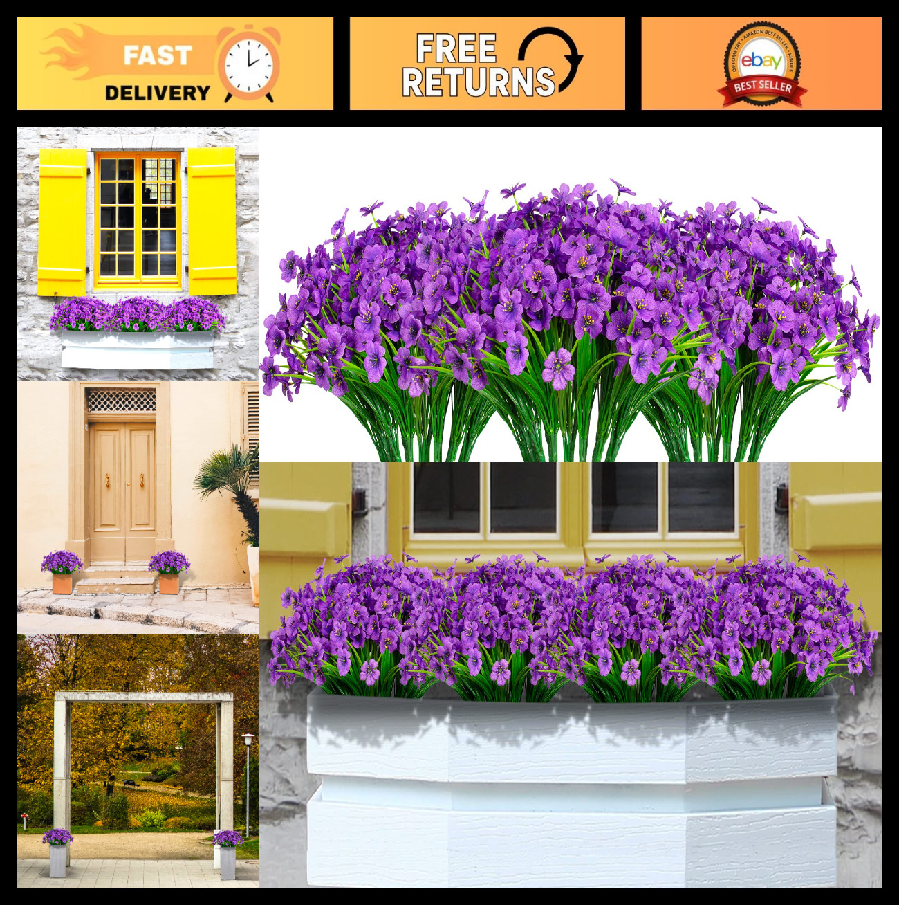 21 Bundles UV Resistant Artificial Flowers – No Fade Silk Plants for Garden Deco
