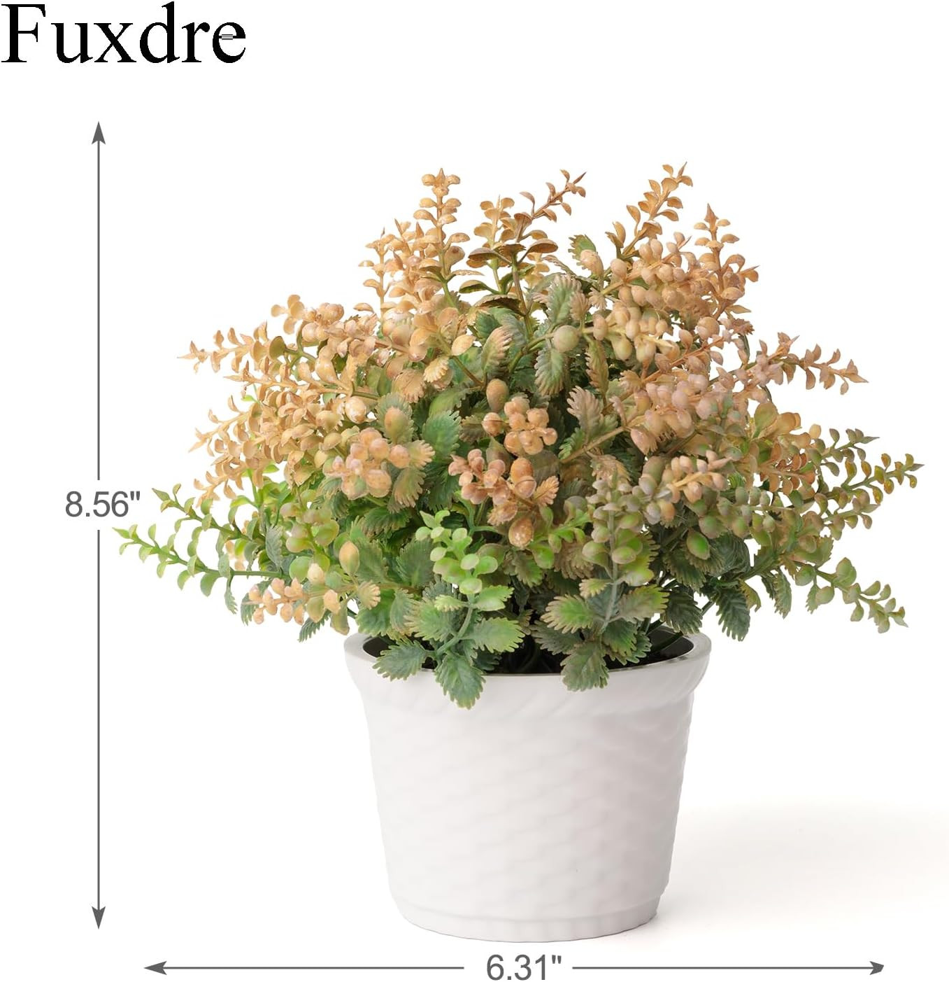 Autumn Yellow Fake Potted Plants – 2Pcs Small Decor for Home & Office
