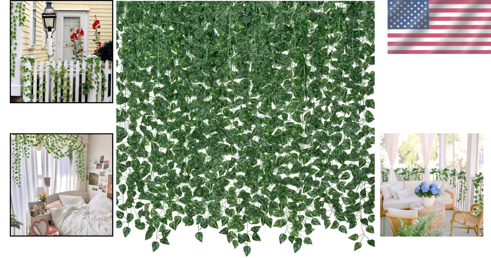 Fake Vines Greenery Leaves – Aesthetic Home Decor, 96 Count