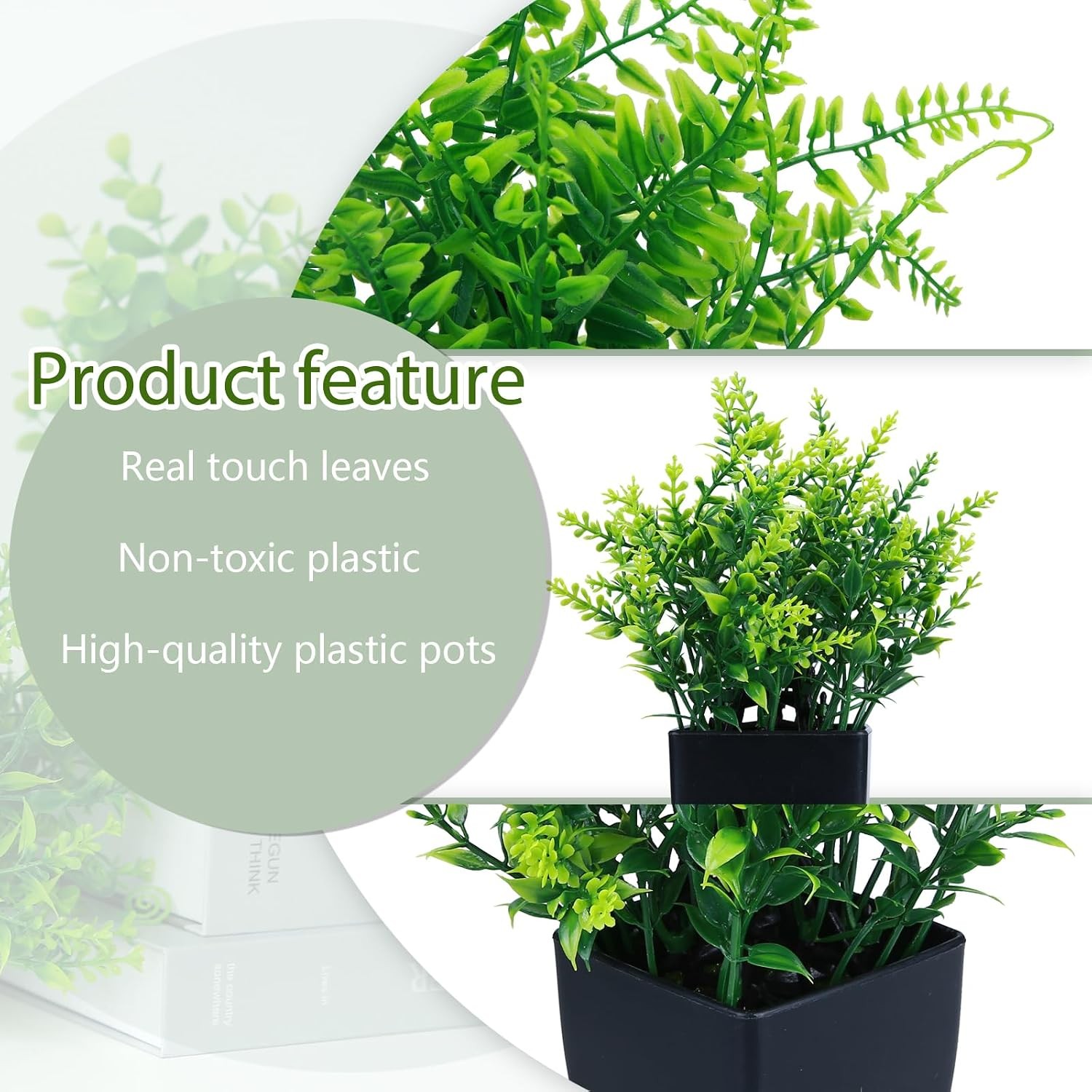 4 Pack Fake Plants in Black Pot Mini Artificial Eucalyptus Potted Plant Small
