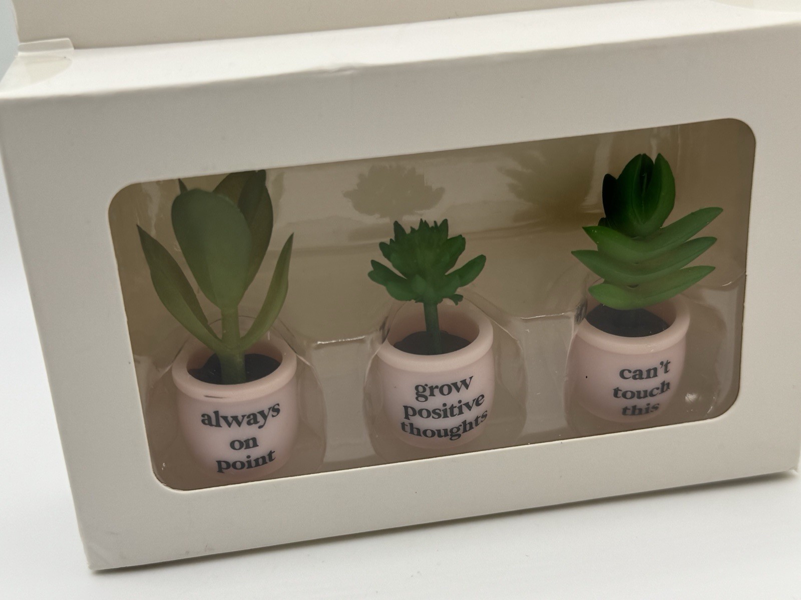 ICING – NEW Mini Faux Succulent Fake Plants Set w/Suction Cups POSITIVE
