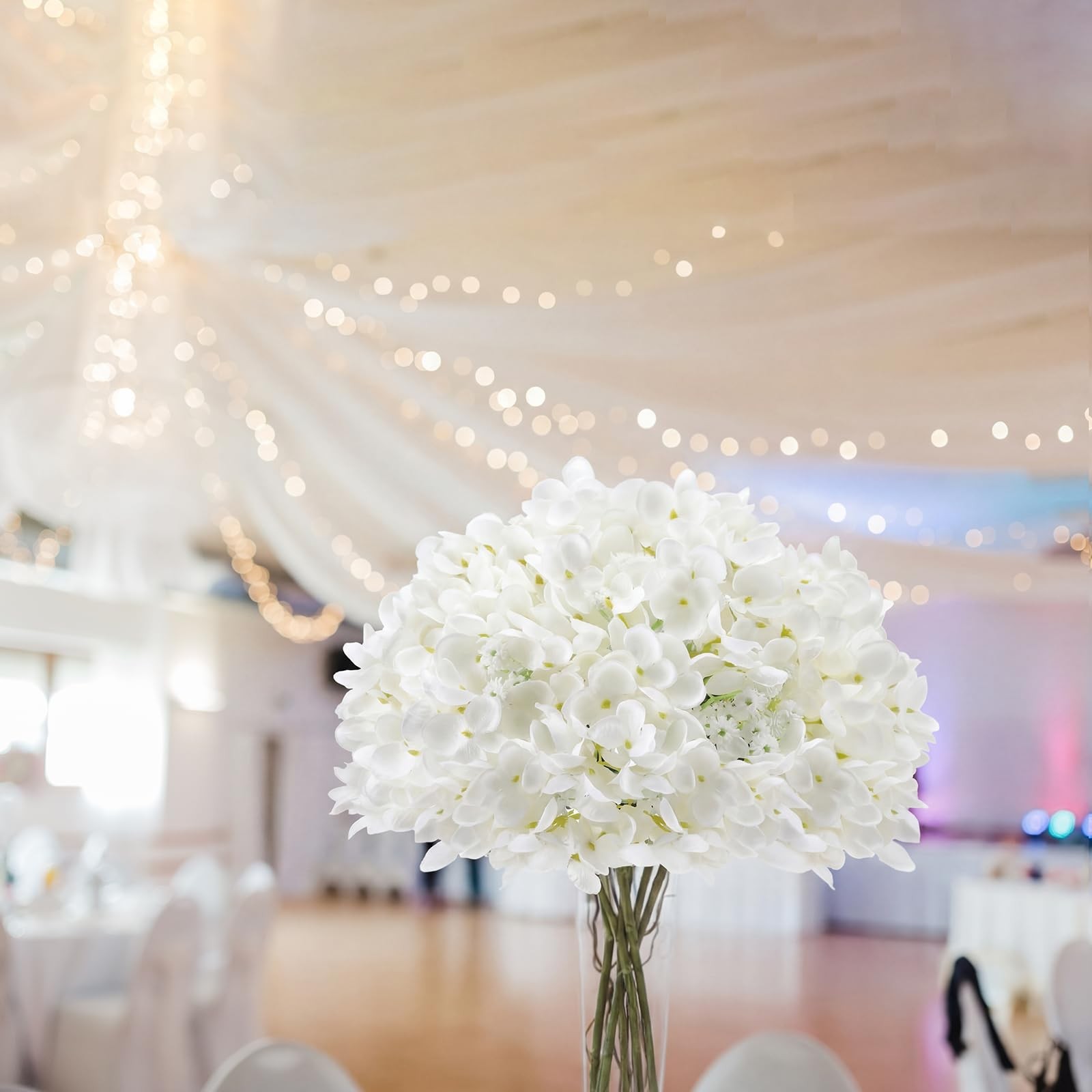 2 Pcs Hydrangea Artificial Flower Balls Arrangement Centerpieces 9.8″ Diamete…