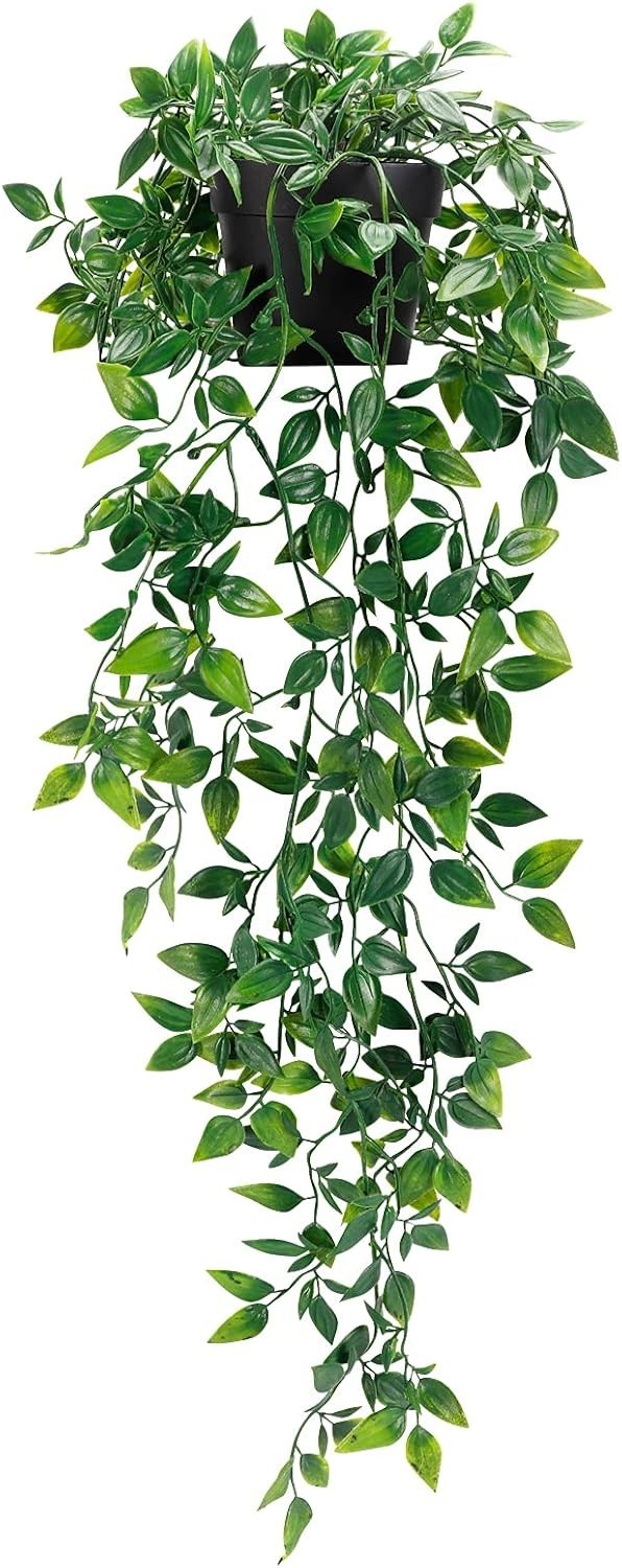 Realistic 25.6” Fake Hanging Plant for Aesthetic Indoor & Outdoor Spaces