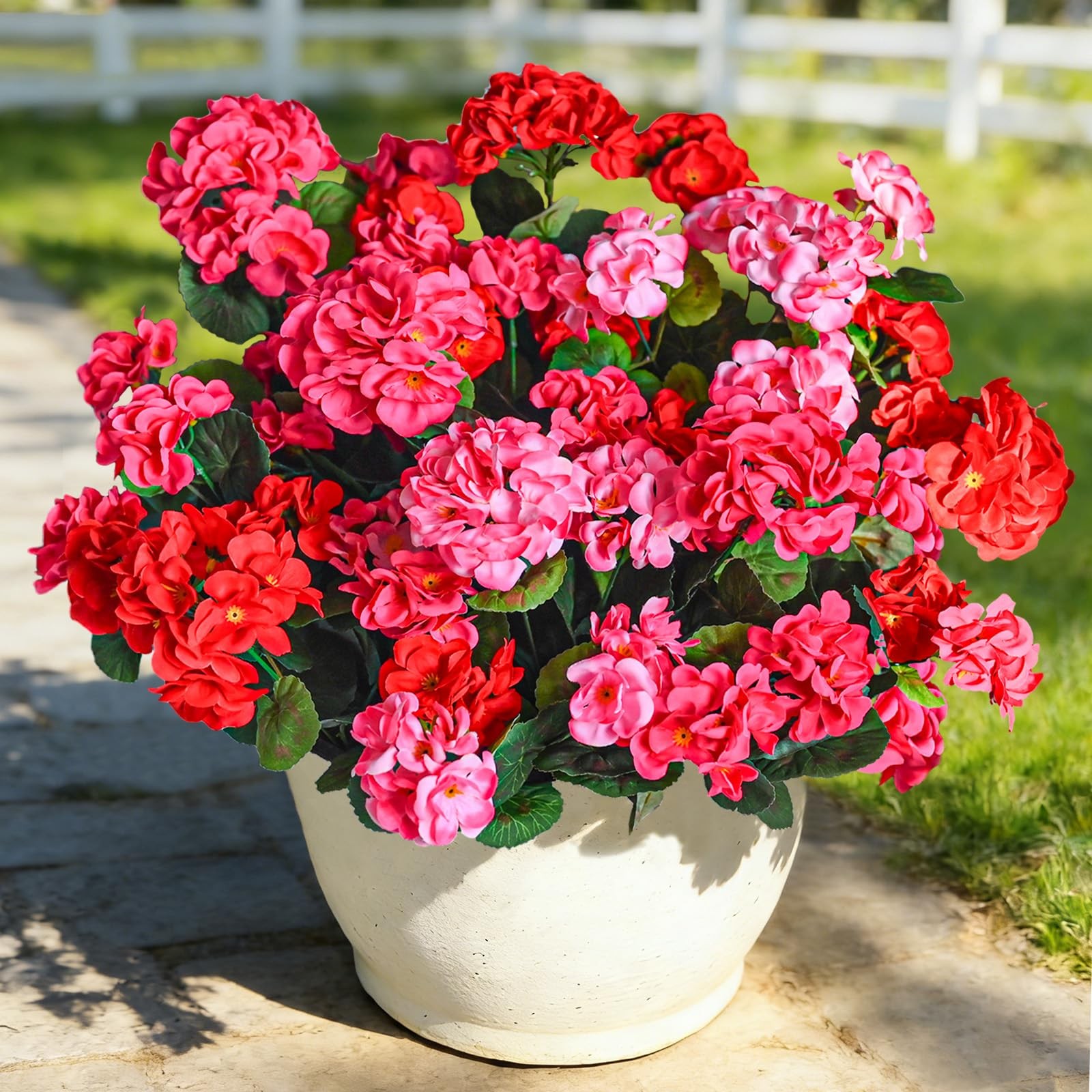 Fake Outdoor Flowers, 6 Pcs Artificial Flowers for Outdoors, Mixed Color Arti…